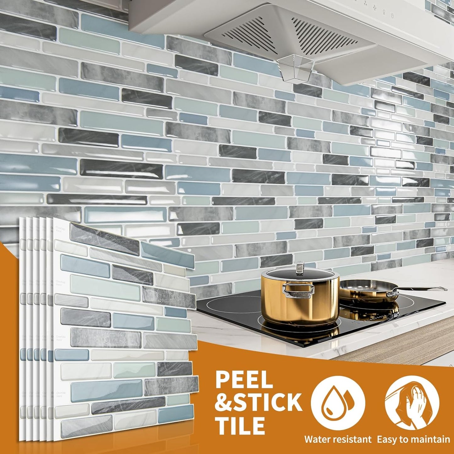 Back Splash Stick On Tiles / Blue