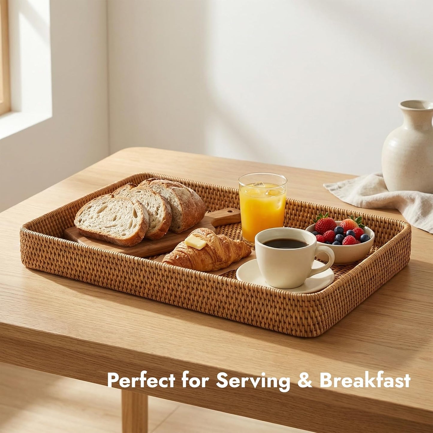 Large Wicker Storage Tray / 14.6 x 9.1 / Natural M
