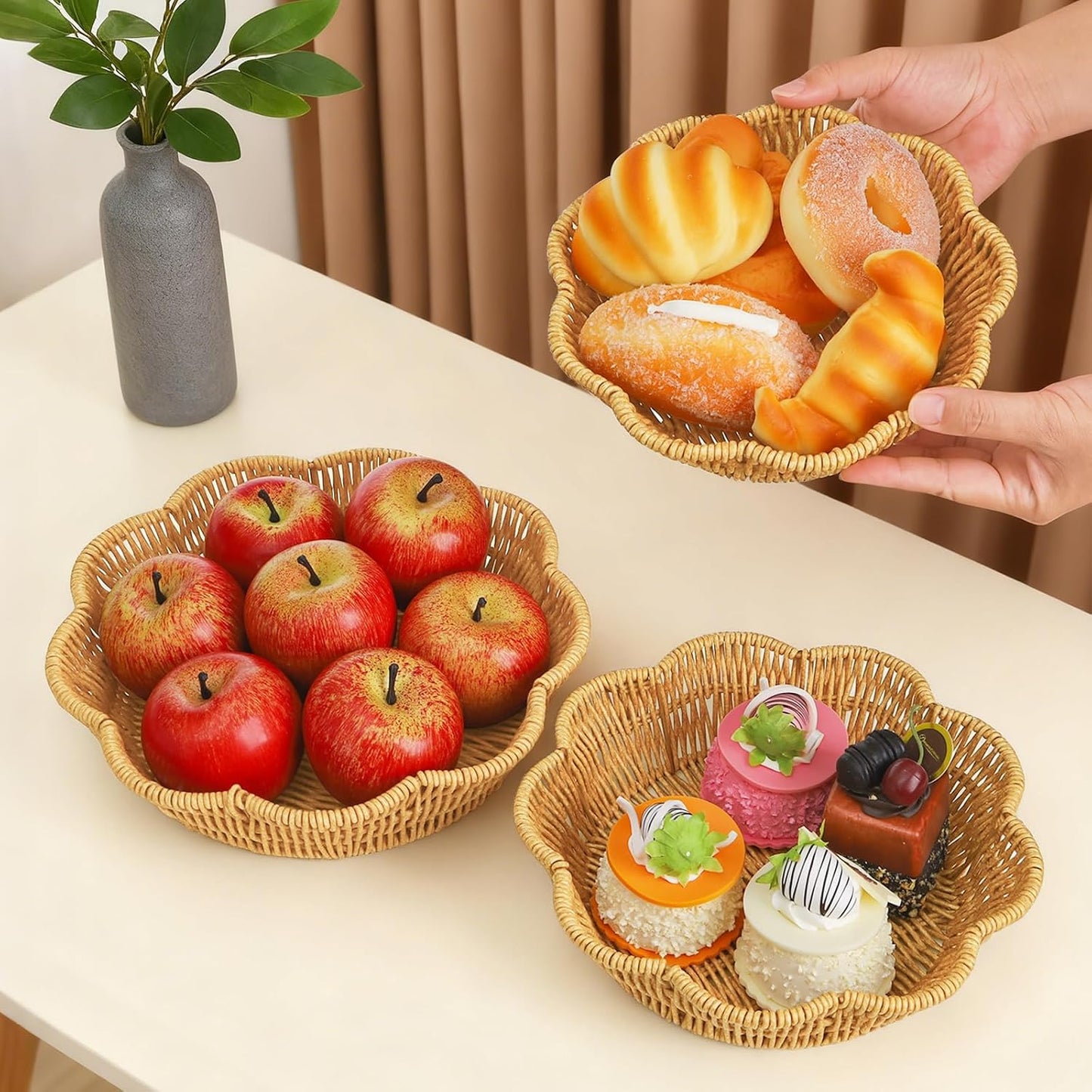 Poly Wicker Bread Baskets / Set of 3