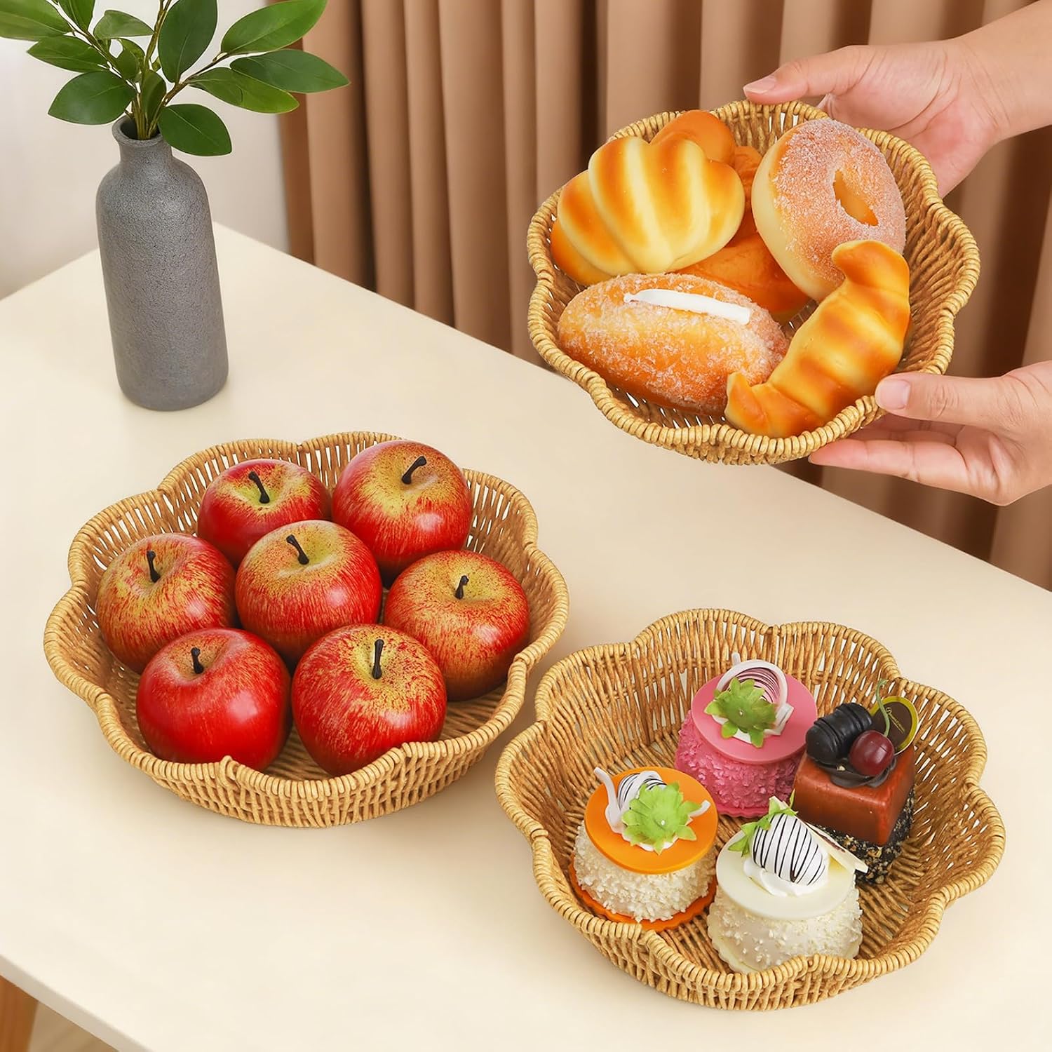 Poly Wicker Bread Baskets / Set of 3