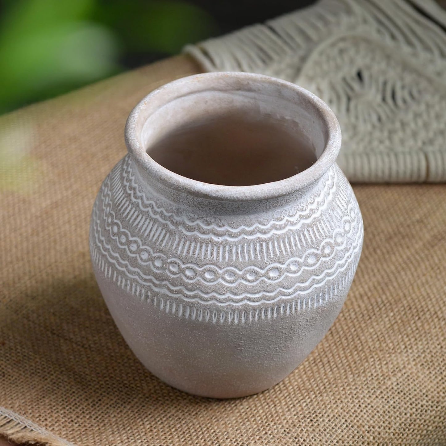 Ceramic Rustic Farmhouse Vase / Gray