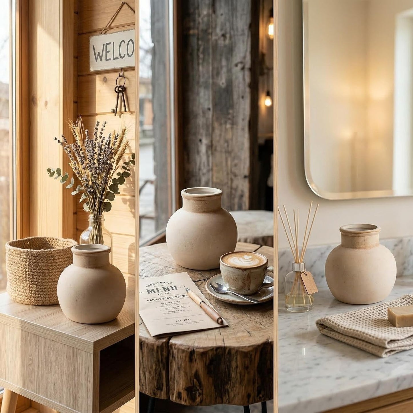 Rustic Farmhouse Vase / 102-rustic / White / 5.9 Inch