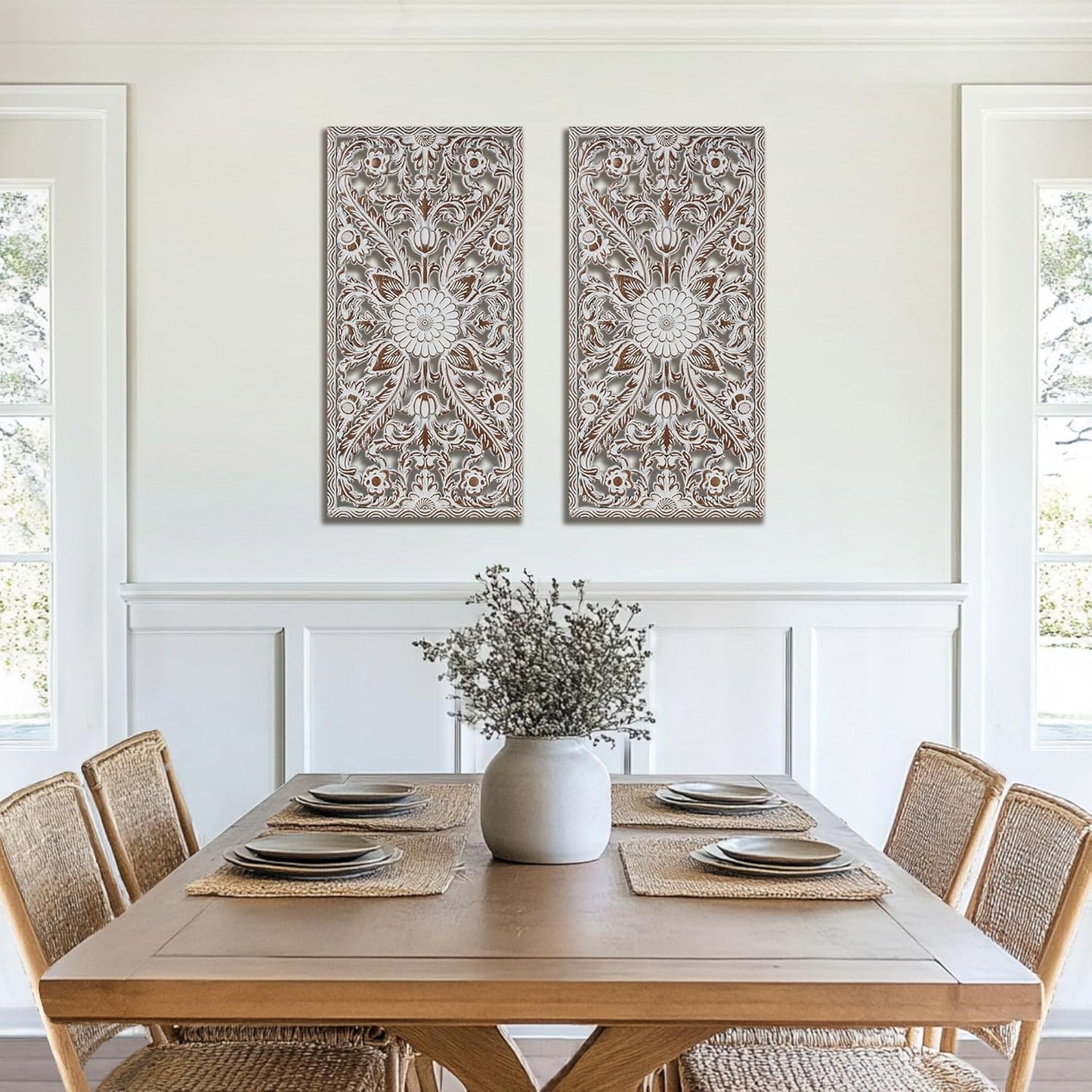 Botanical Panel / Home Accent Modern Kitchen Dining Decoration / Antique Brown / 31.5"L x 15.8"W