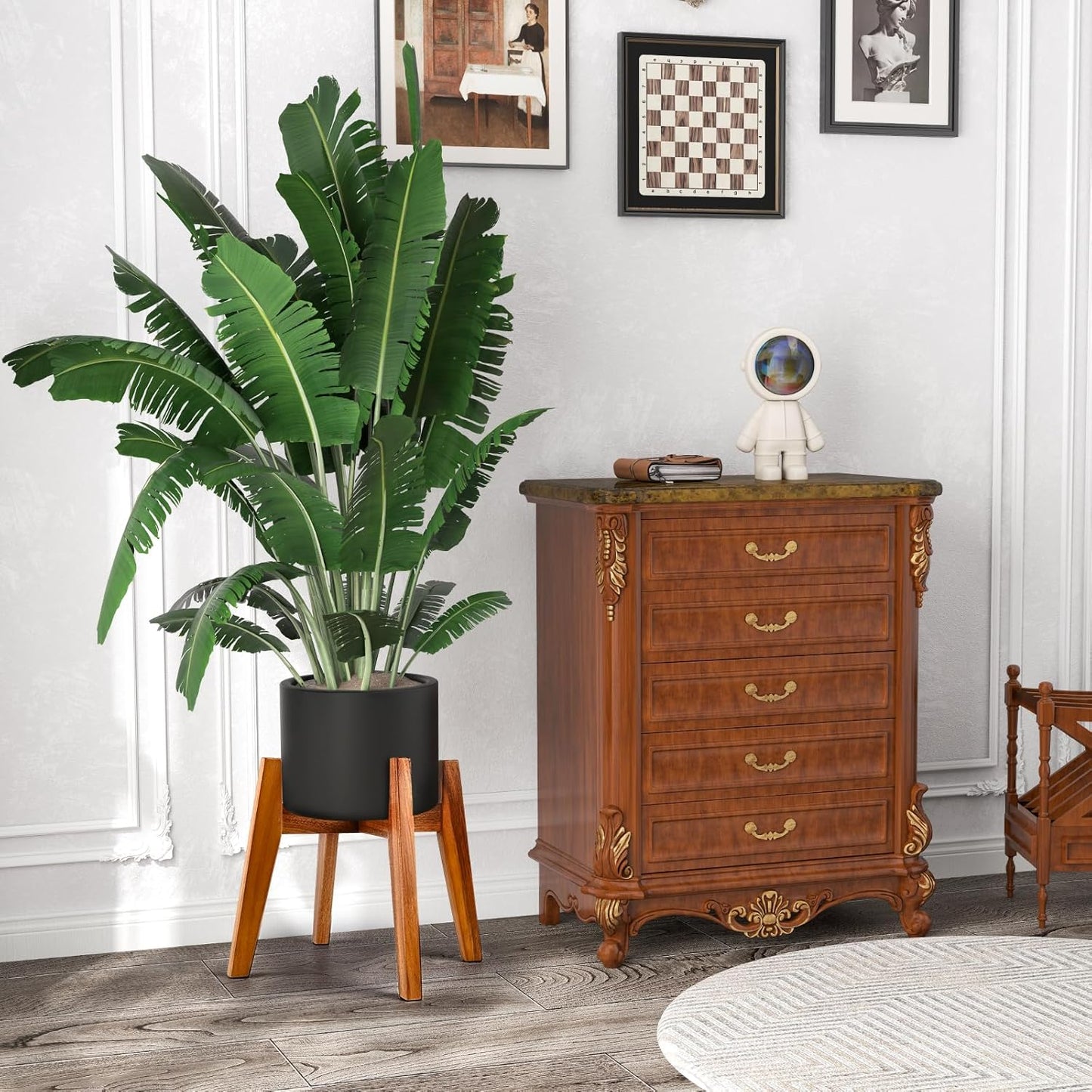 Wooden Plant Stand Indoor, Acacia Wood Mid Century Planter Stand, 9 Inch | Premium acacia wood plant stand holds up to