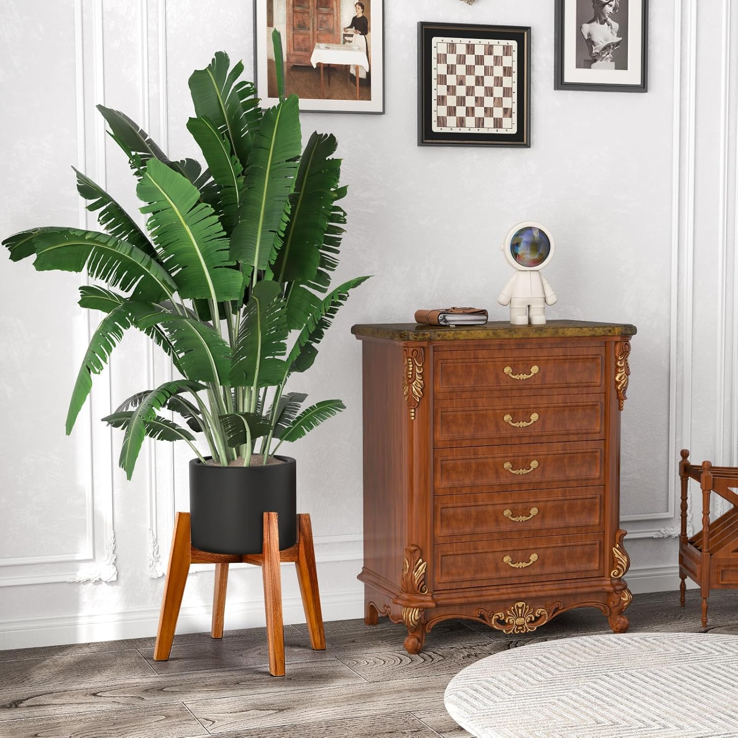 Wooden Plant Stand Indoor, Acacia Wood Mid Century Planter Stand, 9 Inch | Premium acacia wood plant stand holds up to