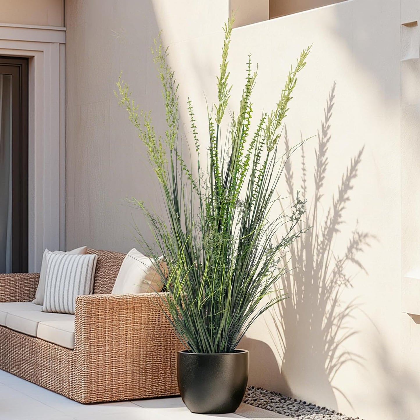 Lifelike Faux Plastic plantas Synthetic Pampas Grass Indoor Outdoor Realistic Floor / 4FT / Green