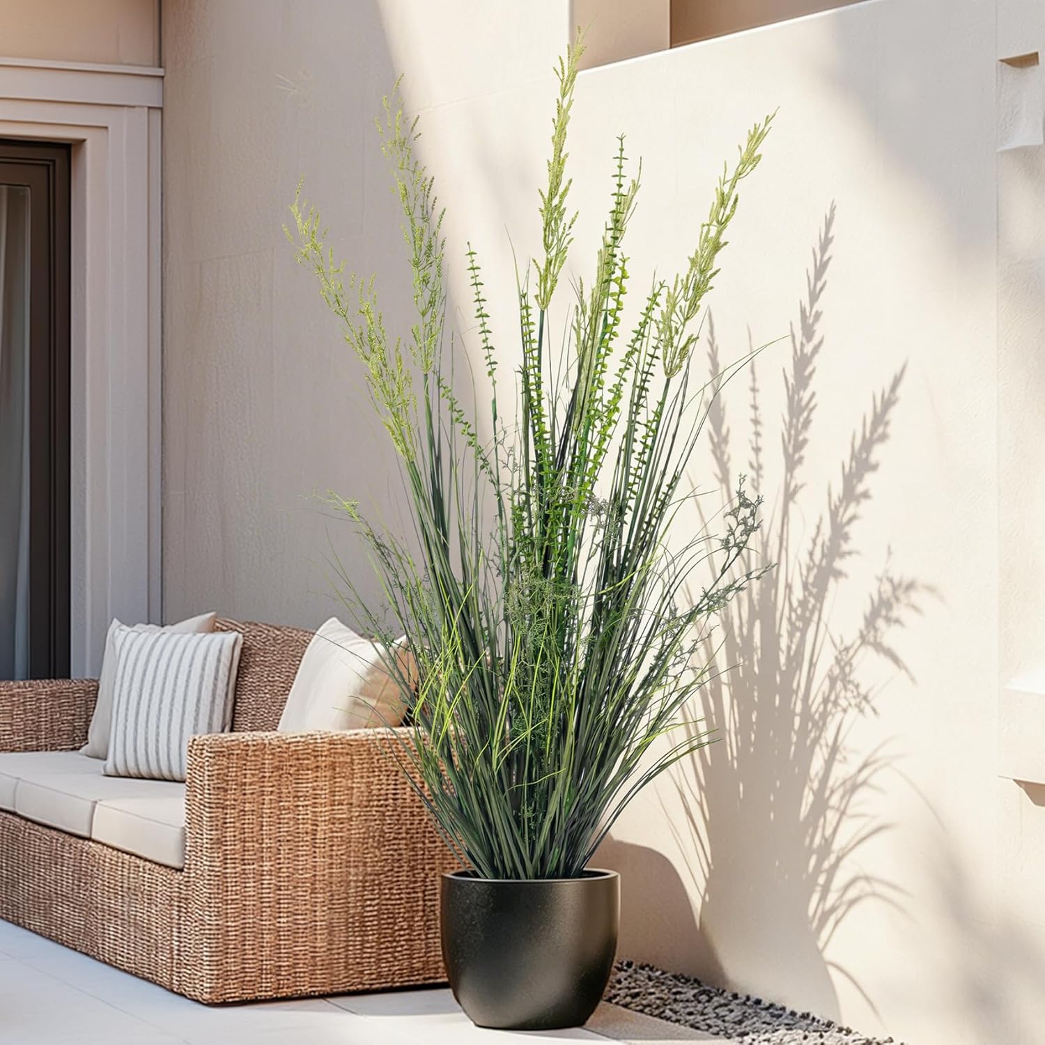 Lifelike Faux Plastic plantas Synthetic Pampas Grass Indoor Outdoor Realistic Floor / 4FT / Green
