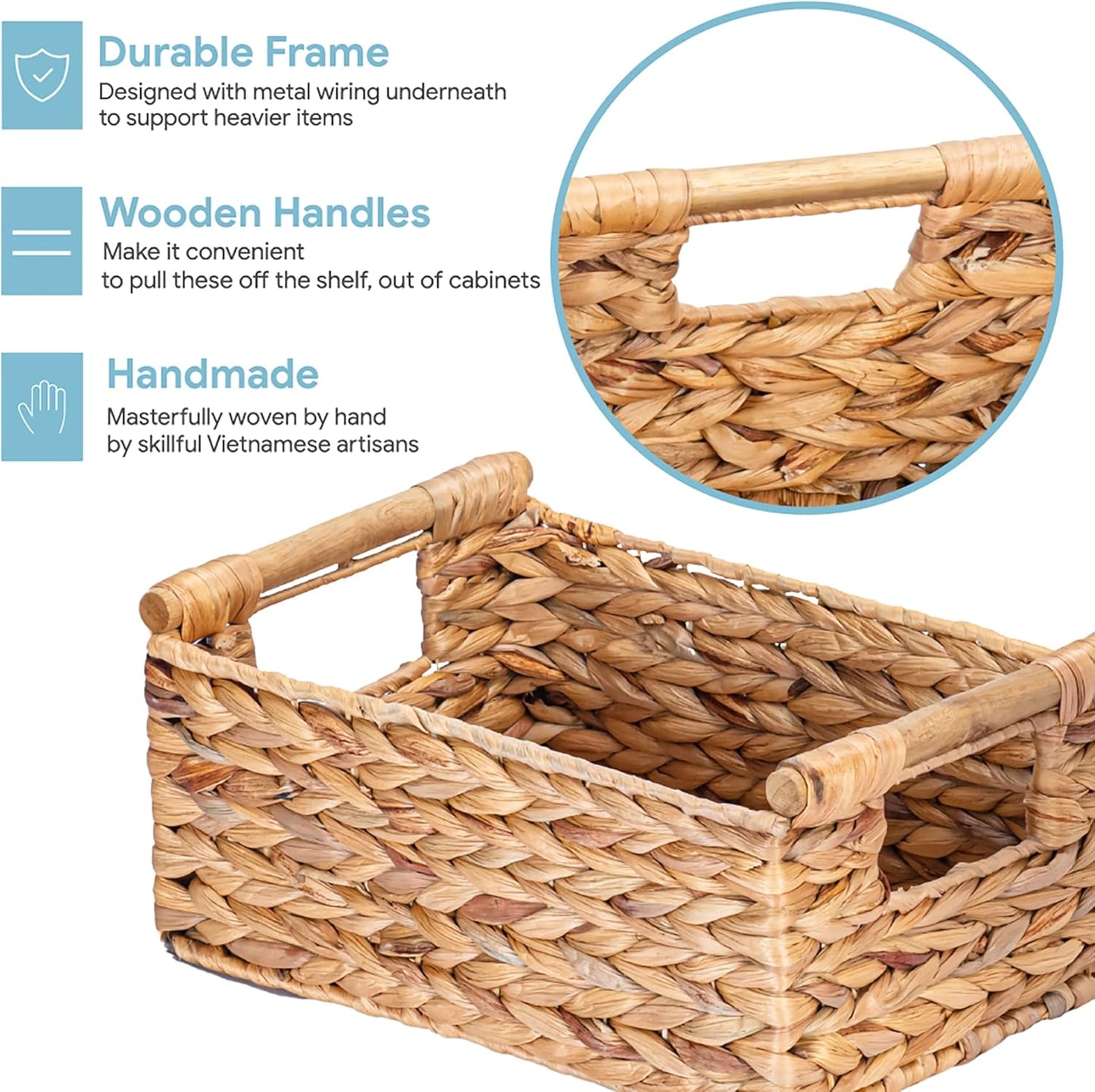 Hyacinth Wicker Basket / Water Hyacinth / Small / 11.6 x 8.1 x 4.9