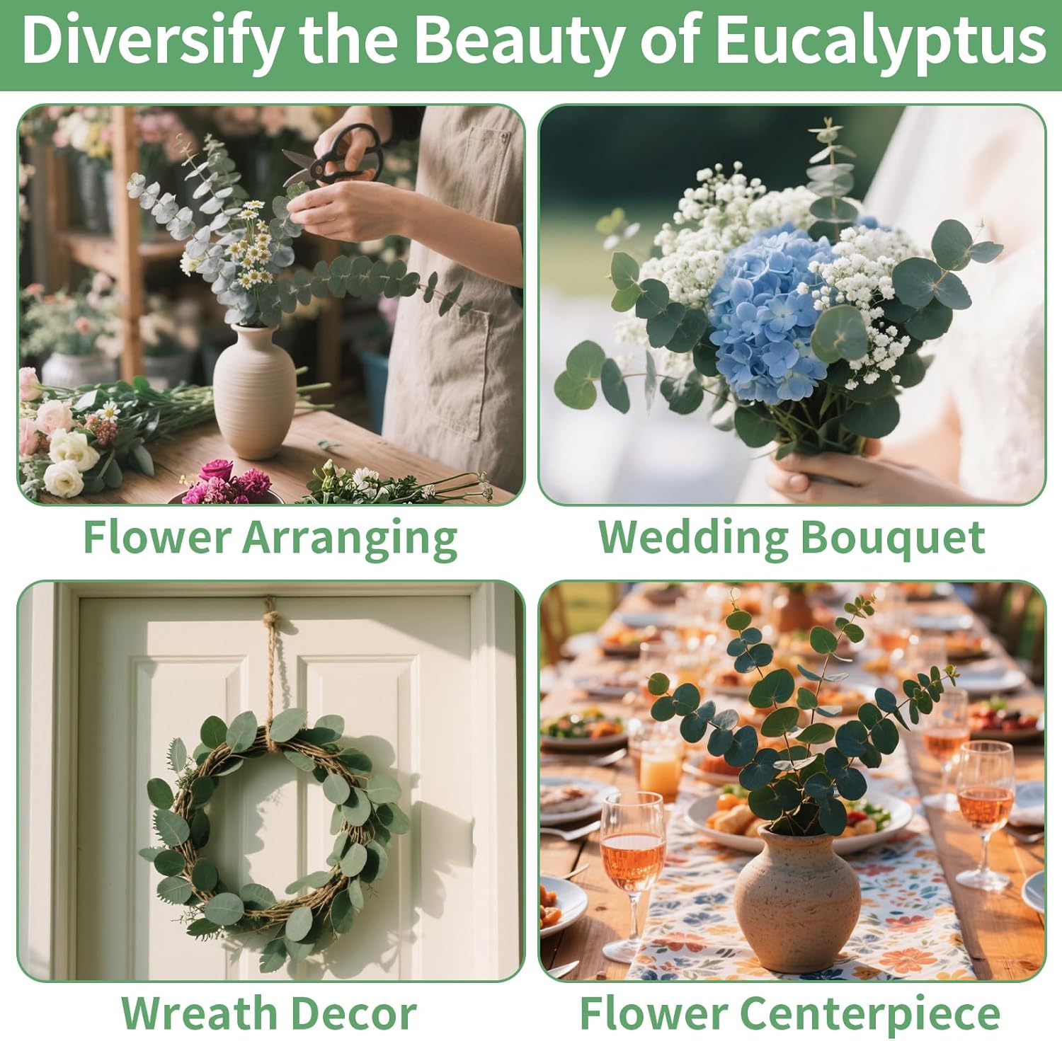 17'' Real Eucalyptus Stems 100% Fresh Leaves Hanging / Dried Eucalyptus Bundle / Natural / Set of 12
