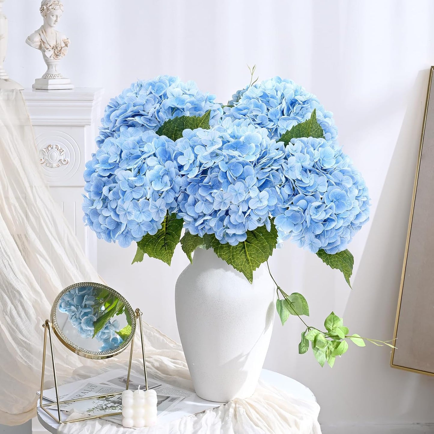 Full Latex Faux Hydrangea Flowers / Blue / Set of 3