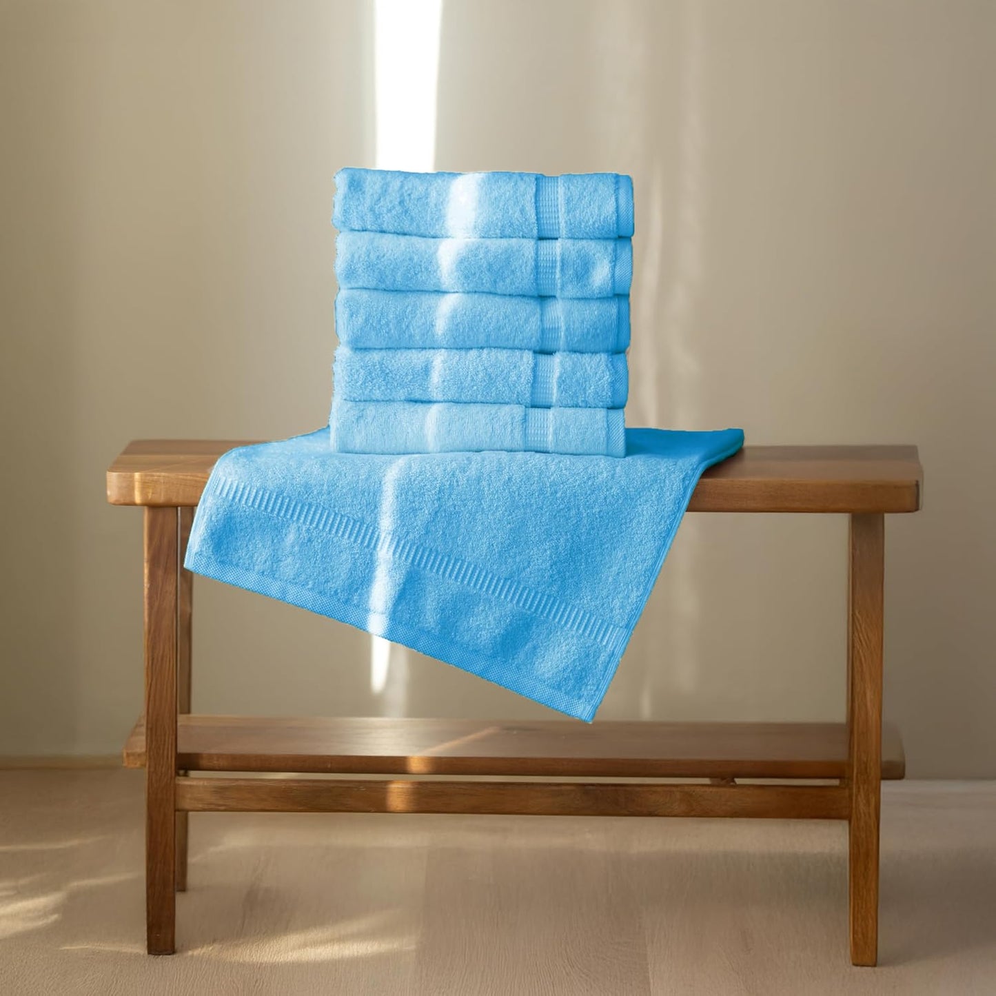 SALBAKOS 6-Piece 100% Turkish Cotton Hand Towels, 16x30 inch, Aqua | Large Size Thick Super Soft Highly Absorbent