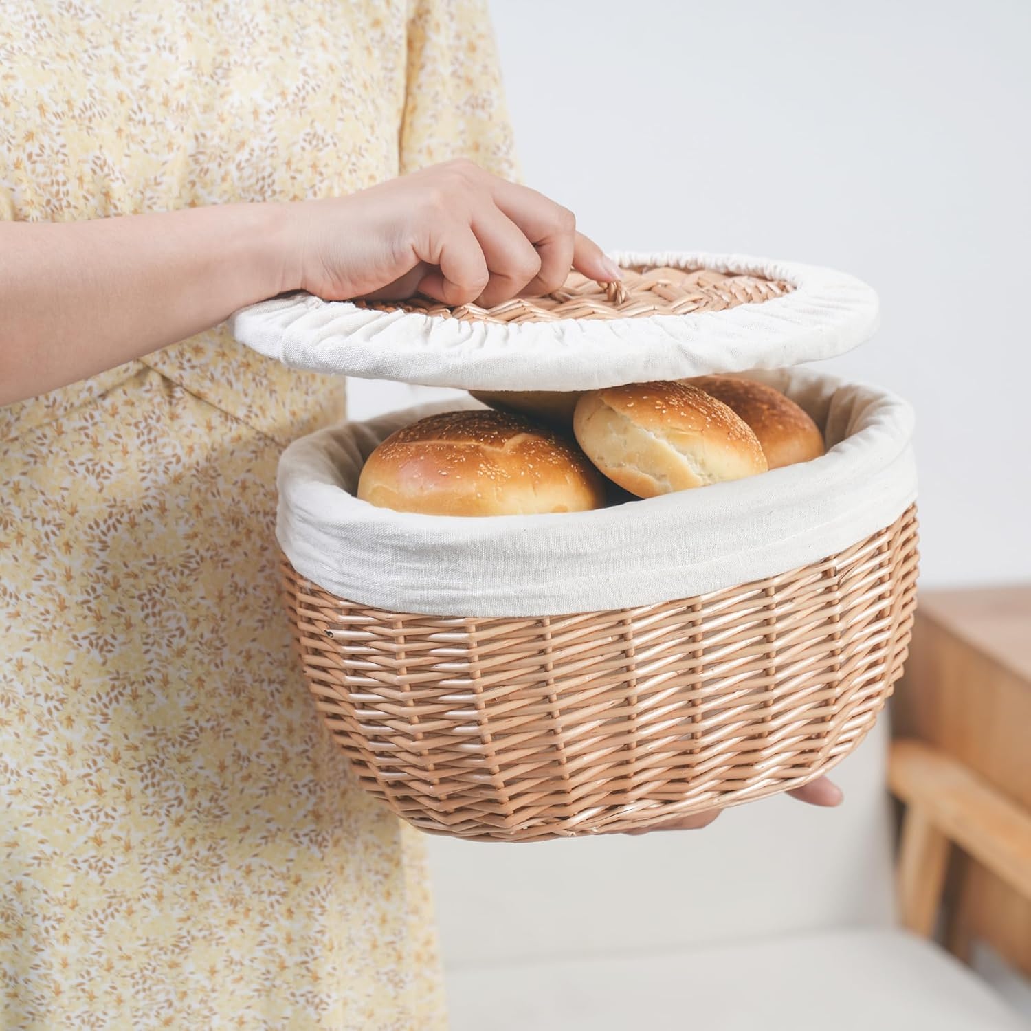 Wicker Bread Basket Serving / Oval