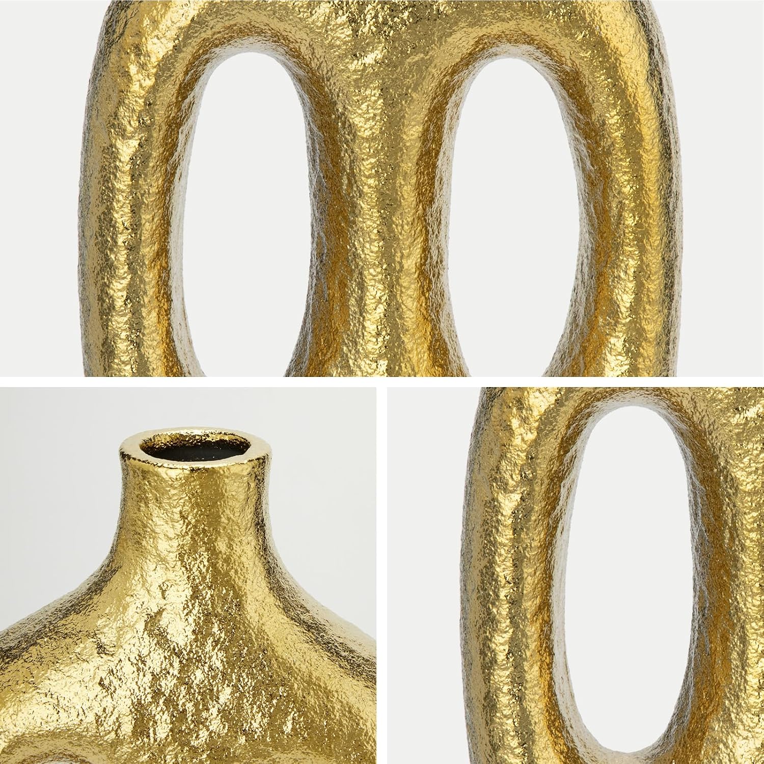 Modern Ceramic Vase Vases for Centerpieces Shelf Entryway Coffee / Double Hole / Gold / 9.4 Inch