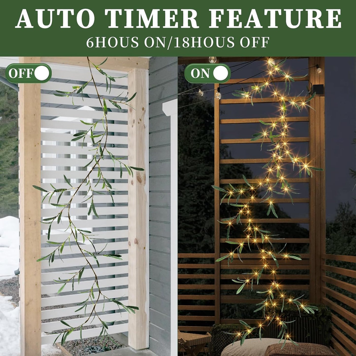 Lighted Artificial Olive Garland / 6 Inch