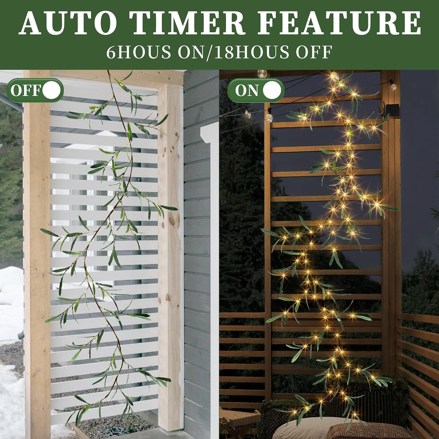 Lighted Artificial Olive Garland / 6 Inch