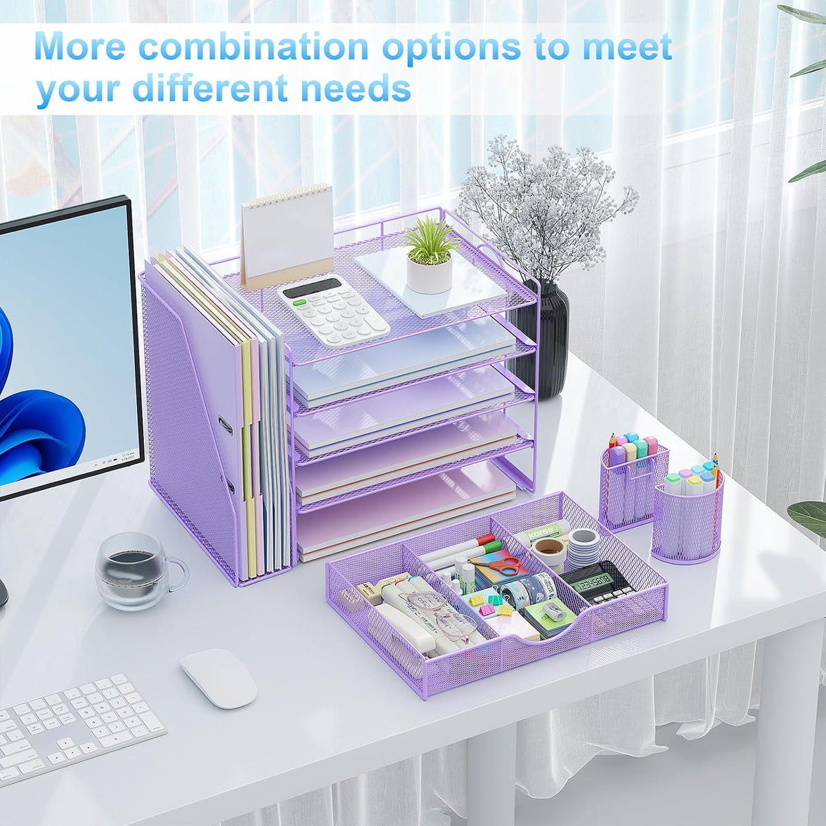 gianotter 5-Tier Desk Organizer with Drawers and File Holders | Letter Trays and Pen Holders - Workspace Accessories