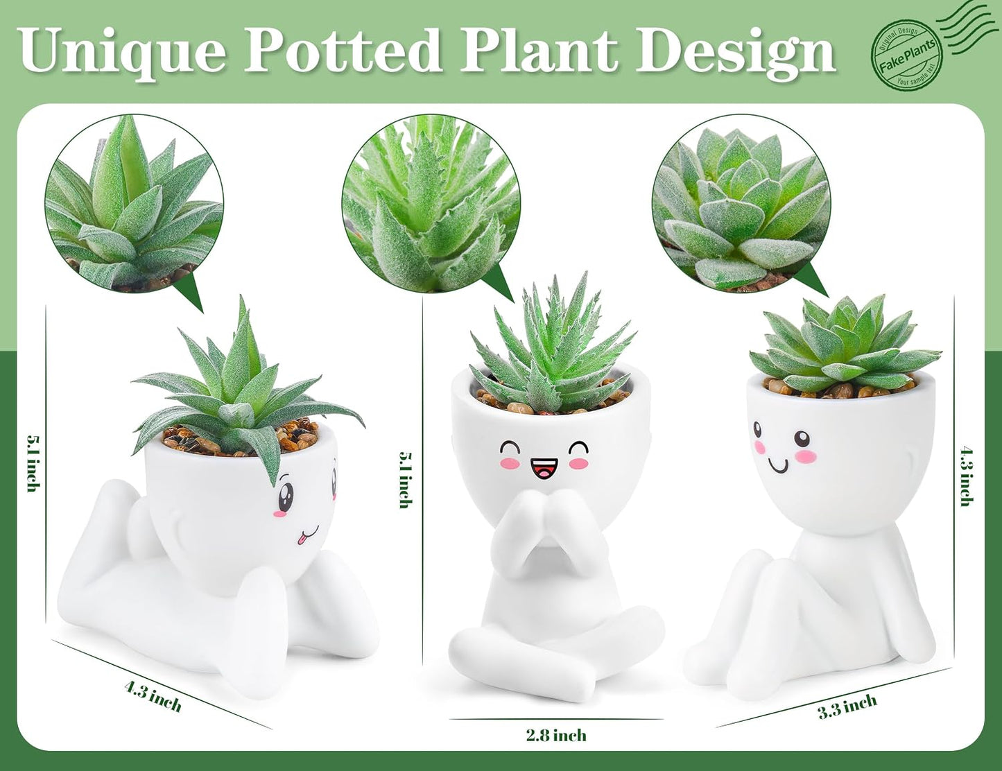 Fake Plants / White / Set of 3