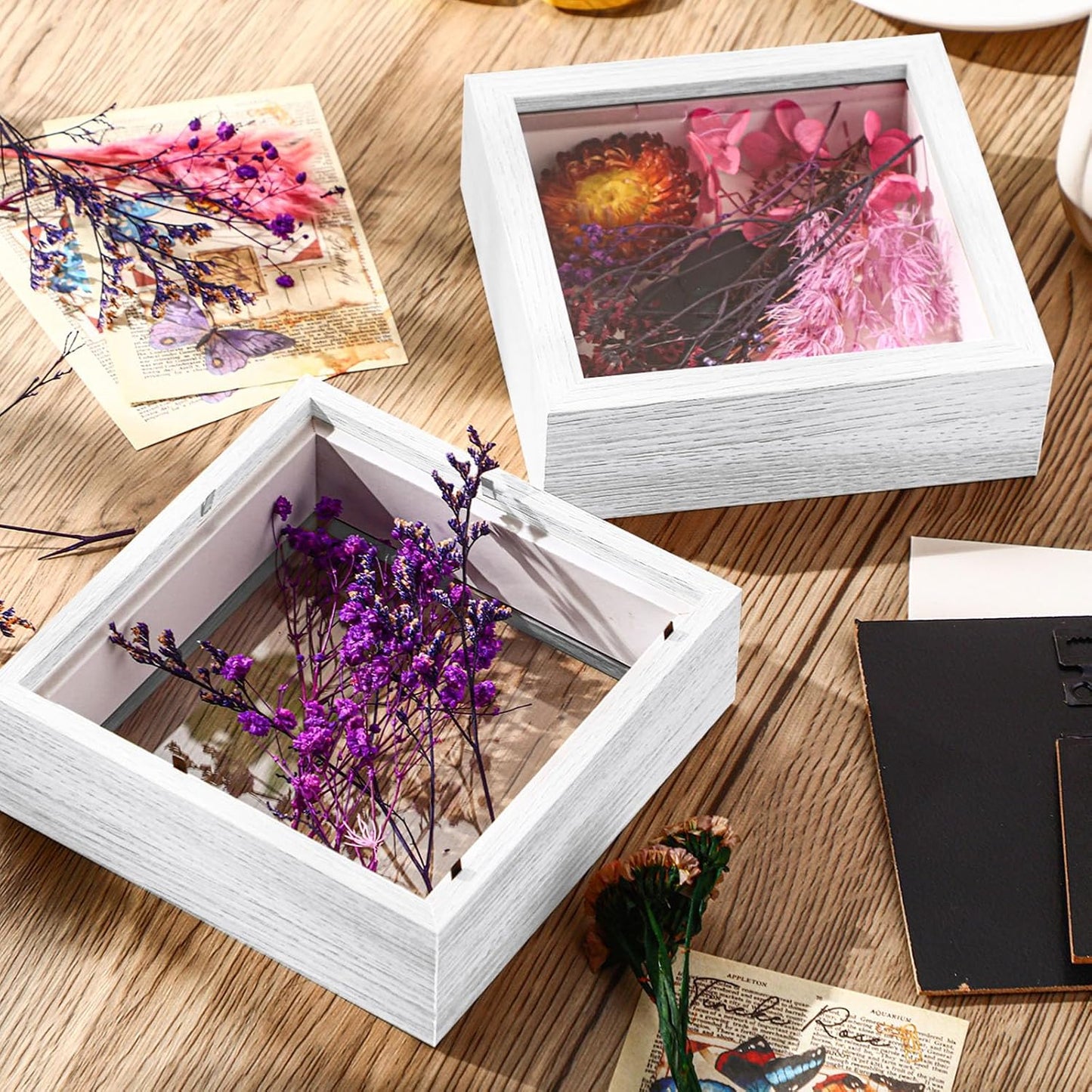 Ripeng 16 Pack 10 x 10 Inch Shadow Box Frame Display Cases, Deep Picture Frames for Wedding Bouquet Preservation