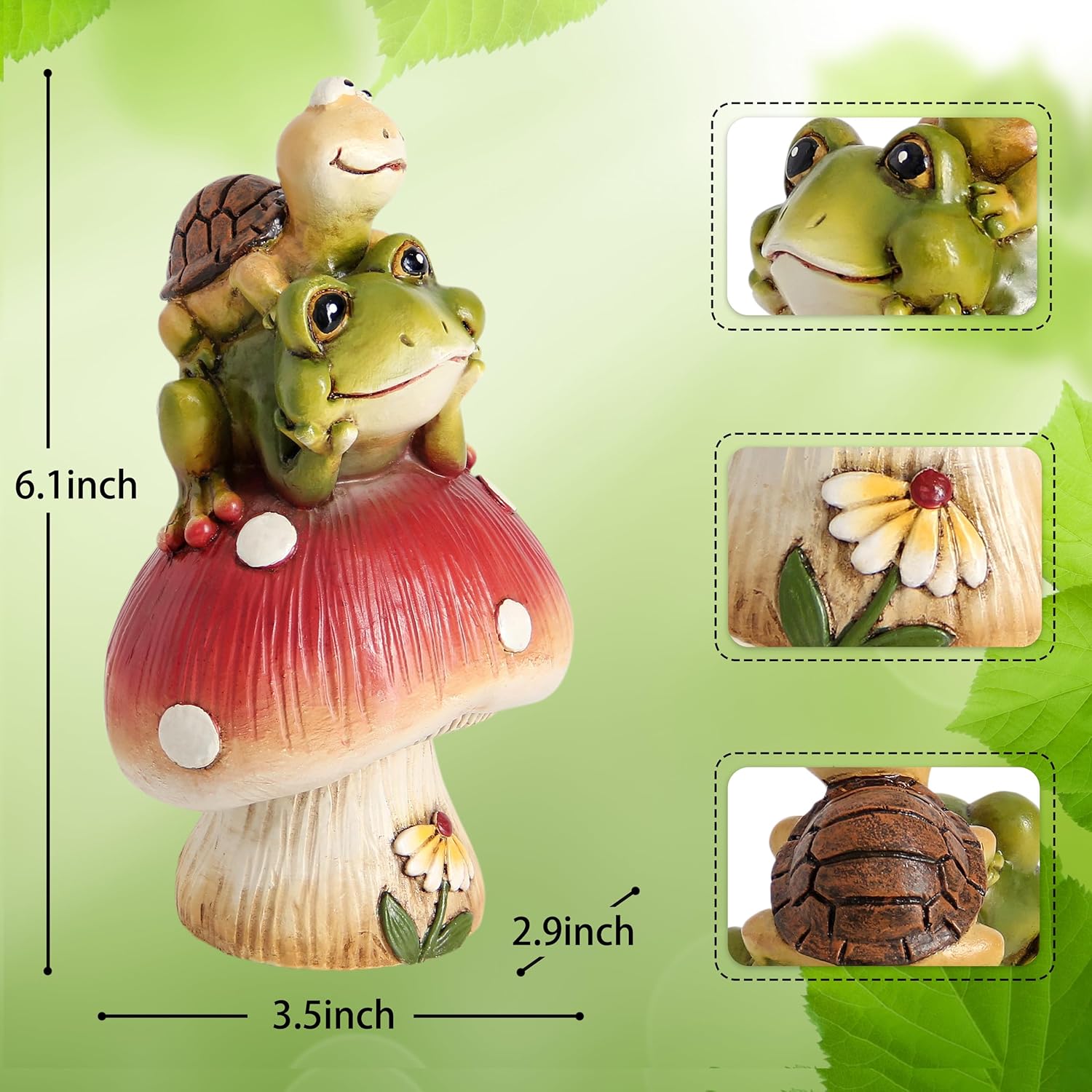 Frog Statue&Mushroom Figurines / Green
