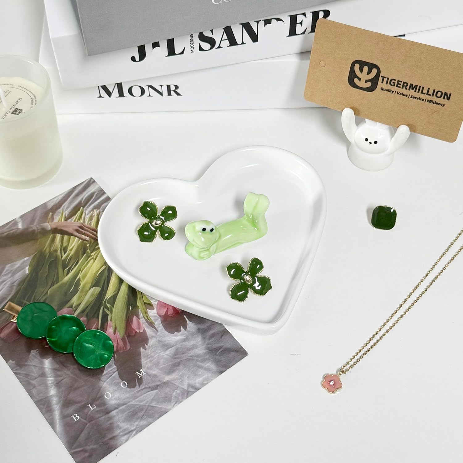 Heart-Shaped Ceramic Jewelry Dish Tray