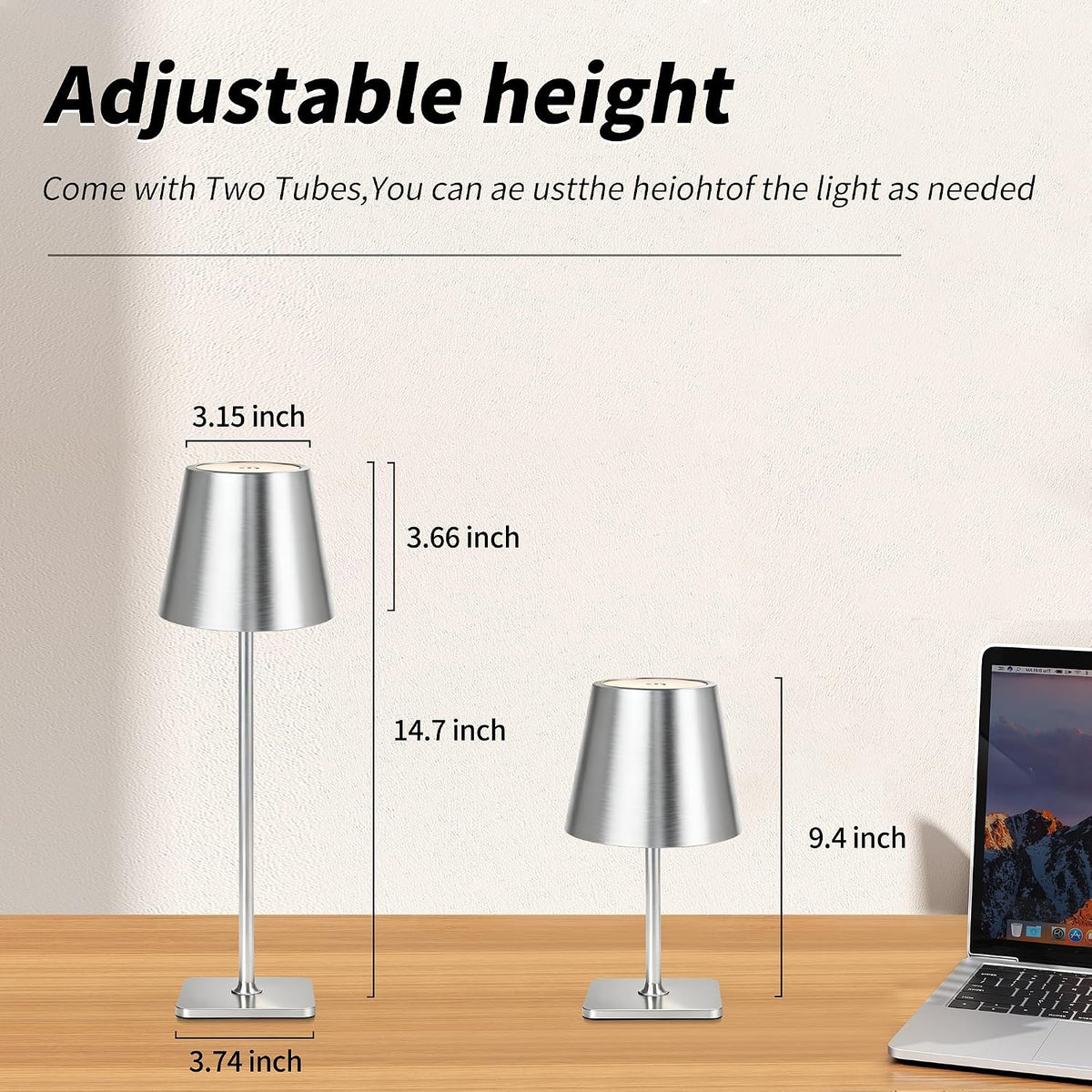 Mr. White Outdoor Waterproof Cordless Wireless Rechargeable Portable Top Touch Battery Operated Powered LED Table Lamp
