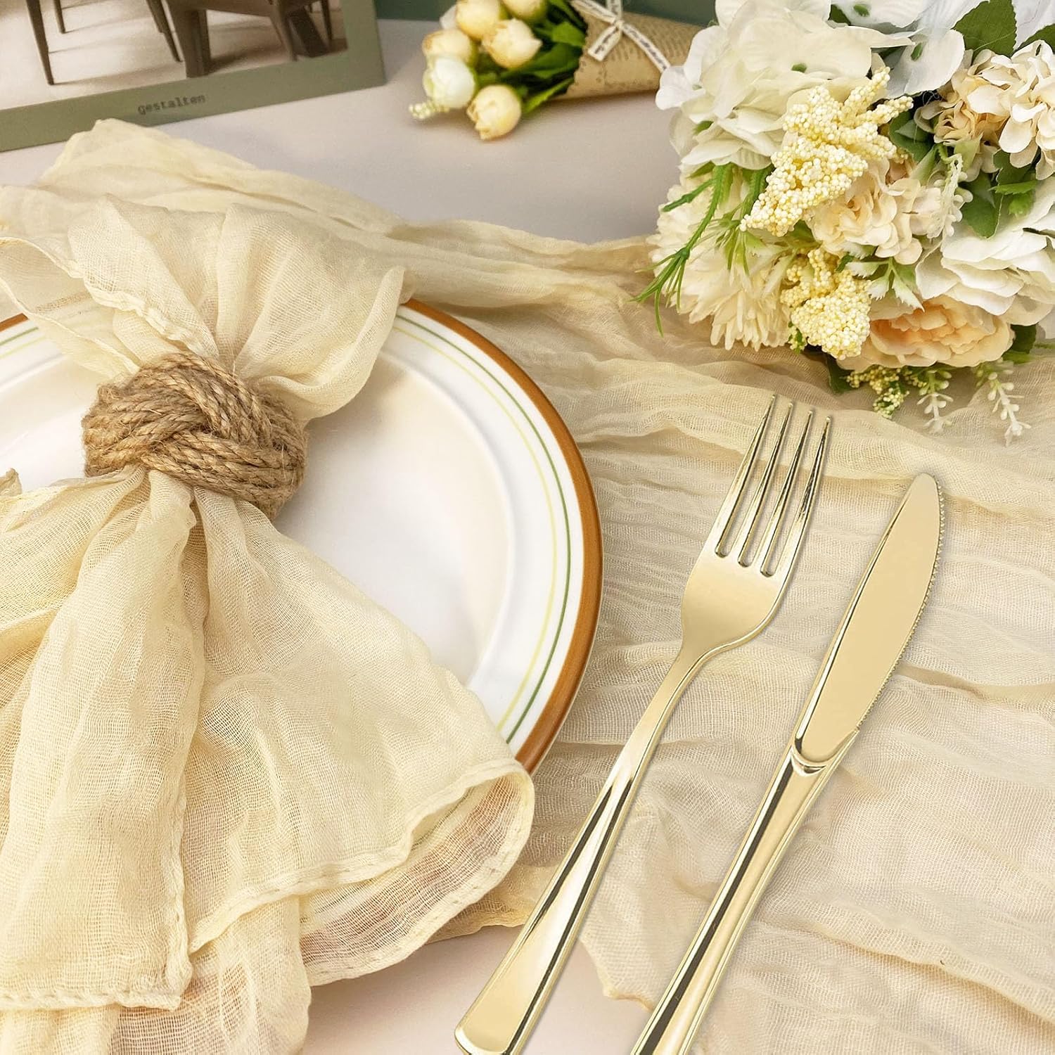 Woven Napkin Rings Bulk Farmhouse Burlap Jute Napkin Rings for Dinning Table / Set of 12