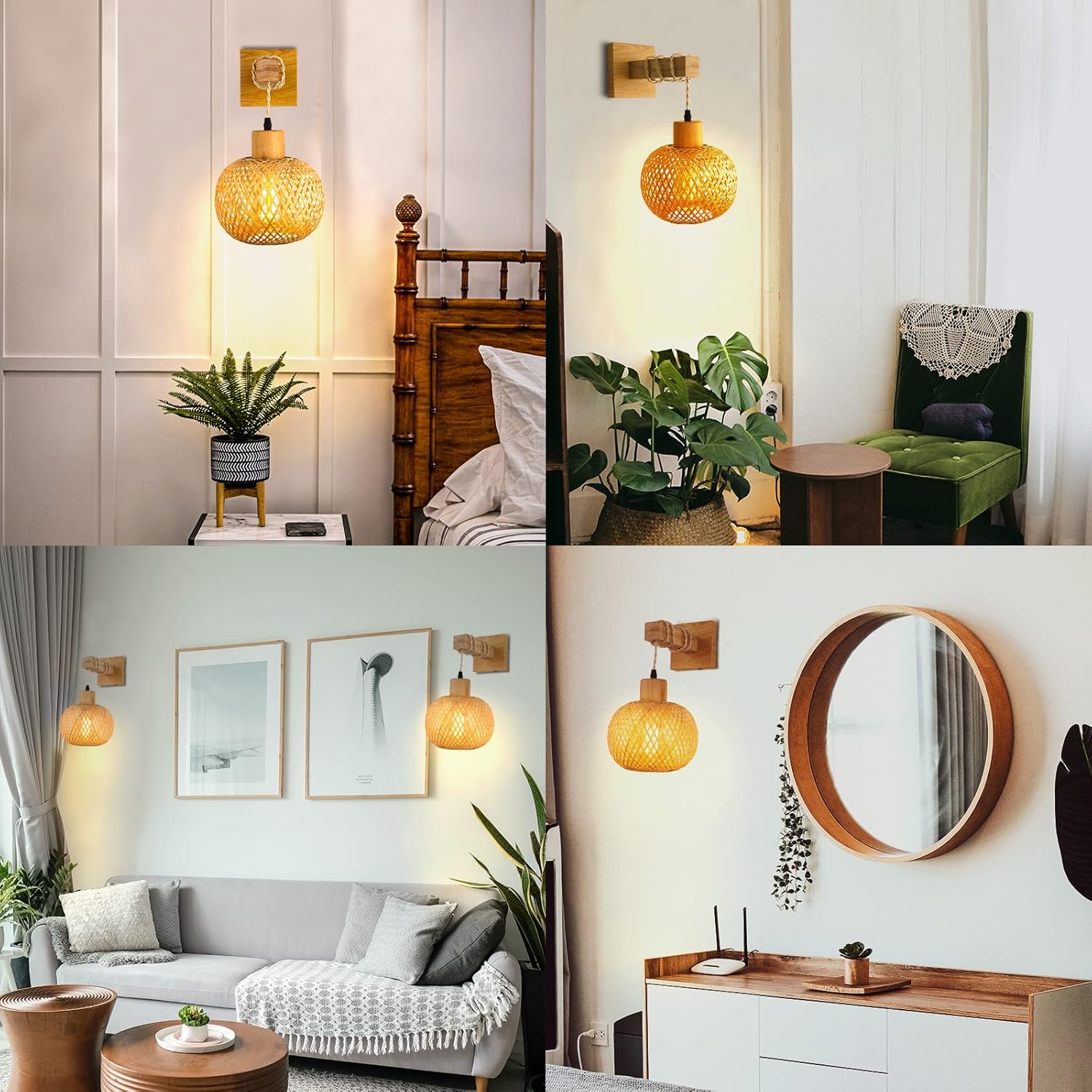 Rattan Wall Lamps / Farmhouse Wall Light