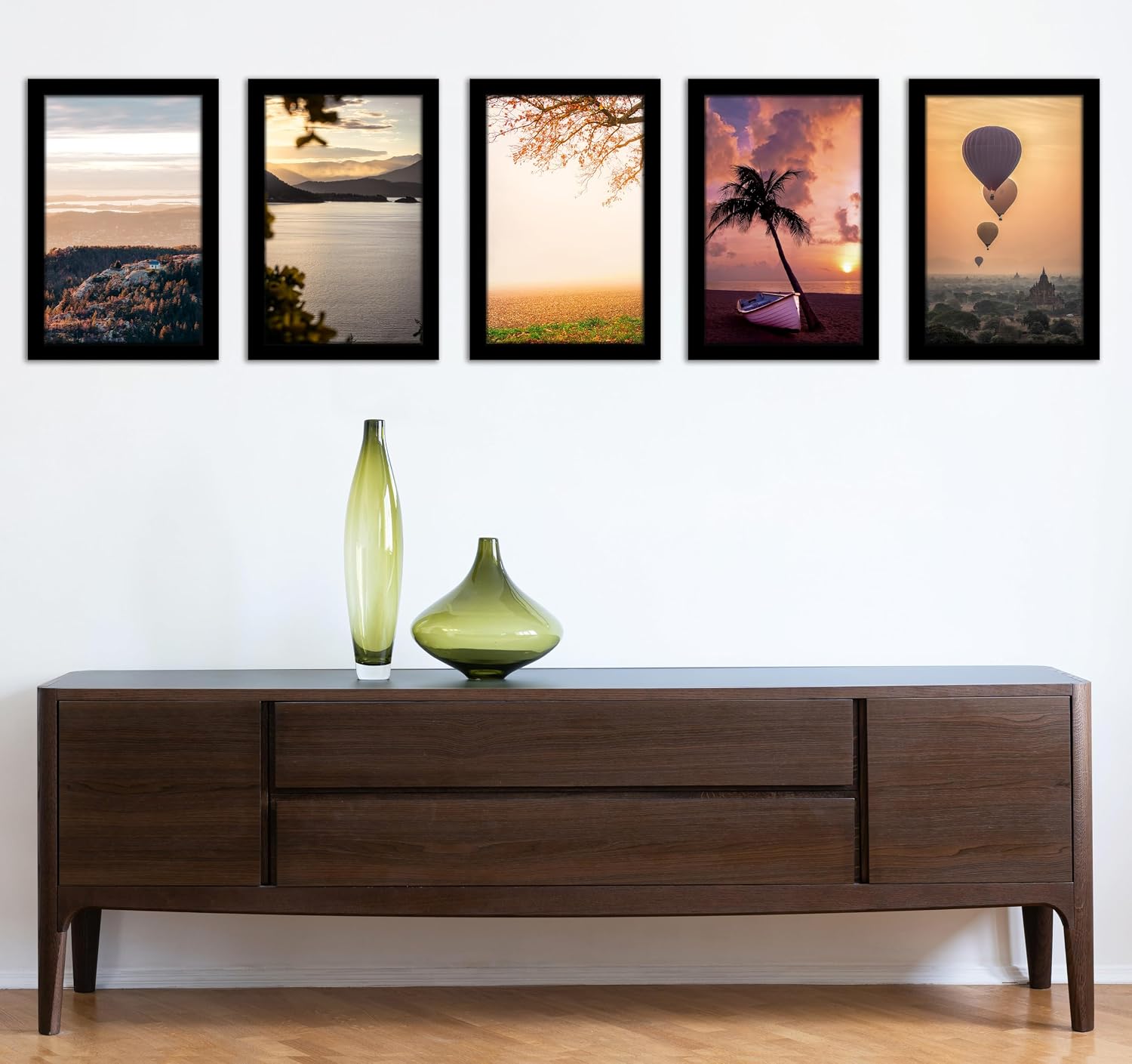 12x16 Picture Frame 5 Pack, Classic Black Poster Frame | Horizontal or Vertical Wall Mounting, for Photos, Artwork;