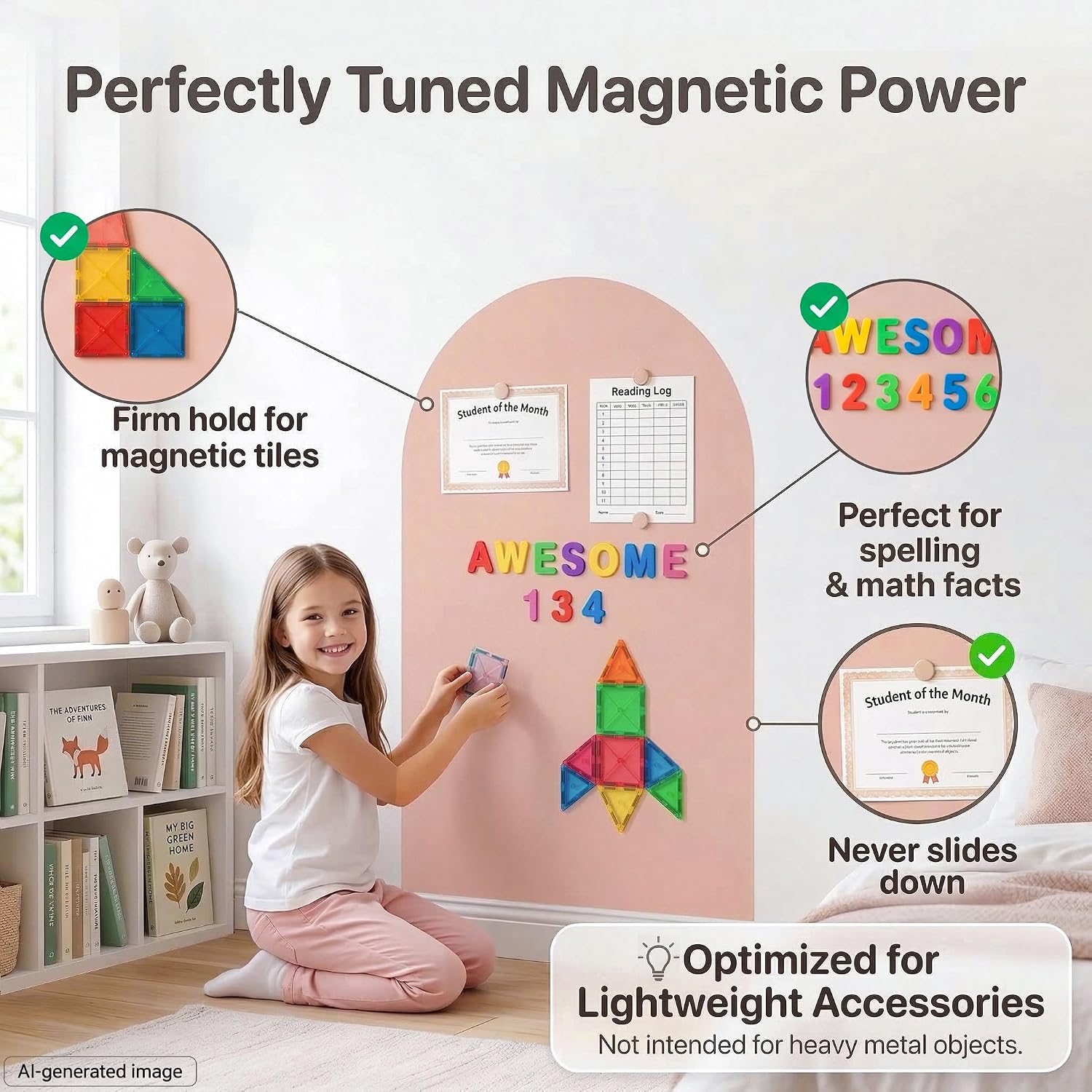 Magnetic Arch Wall Decal / Flesh Pink / 24"W x 39.4"H / 39.4 x 23.6
