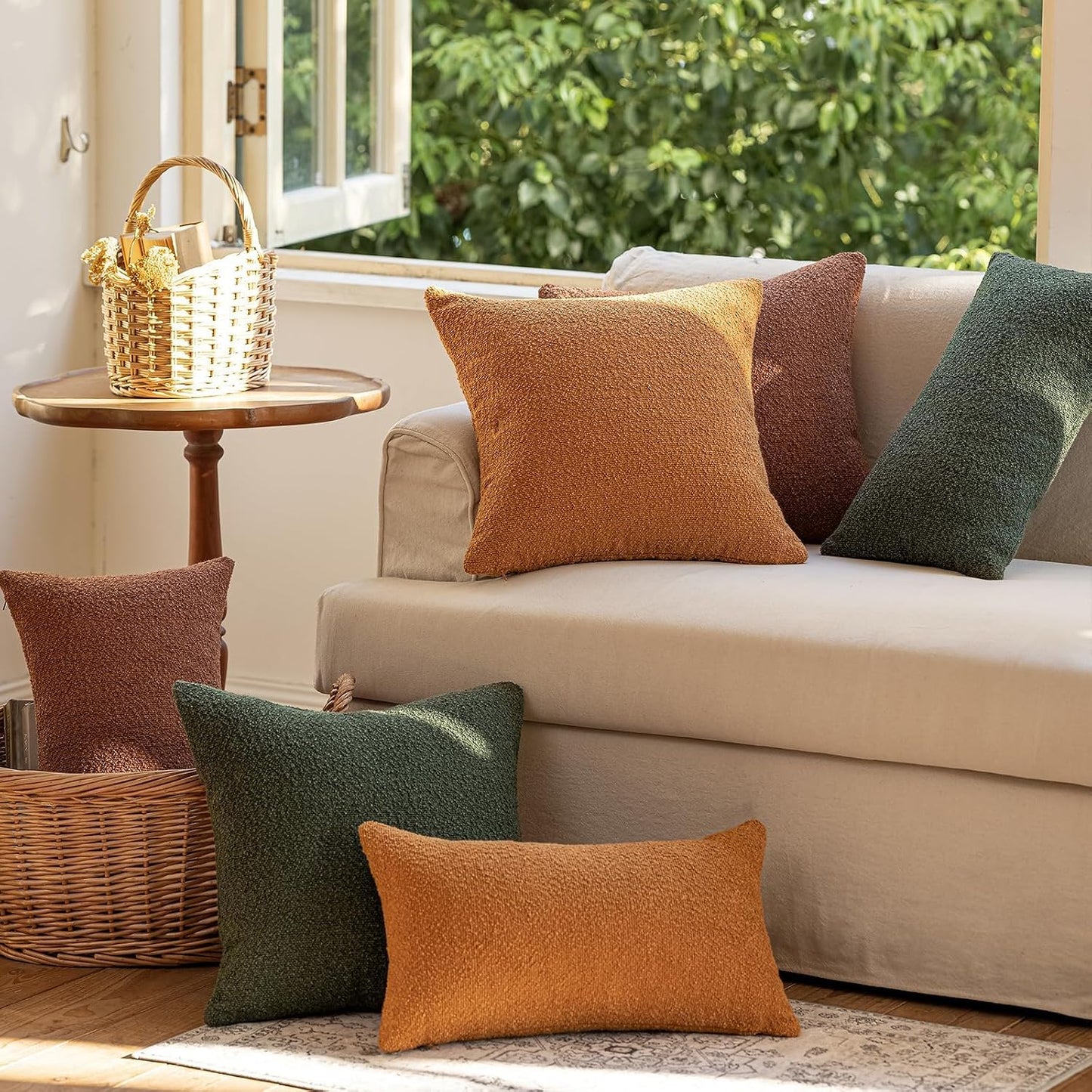 Decorative Throw Pillow Covers / Orange / 18 x 18 / Set of 2