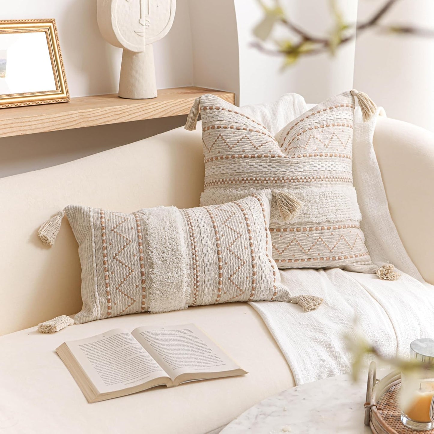 Lumbar Pillow Cover / 20 x 12 / Beige