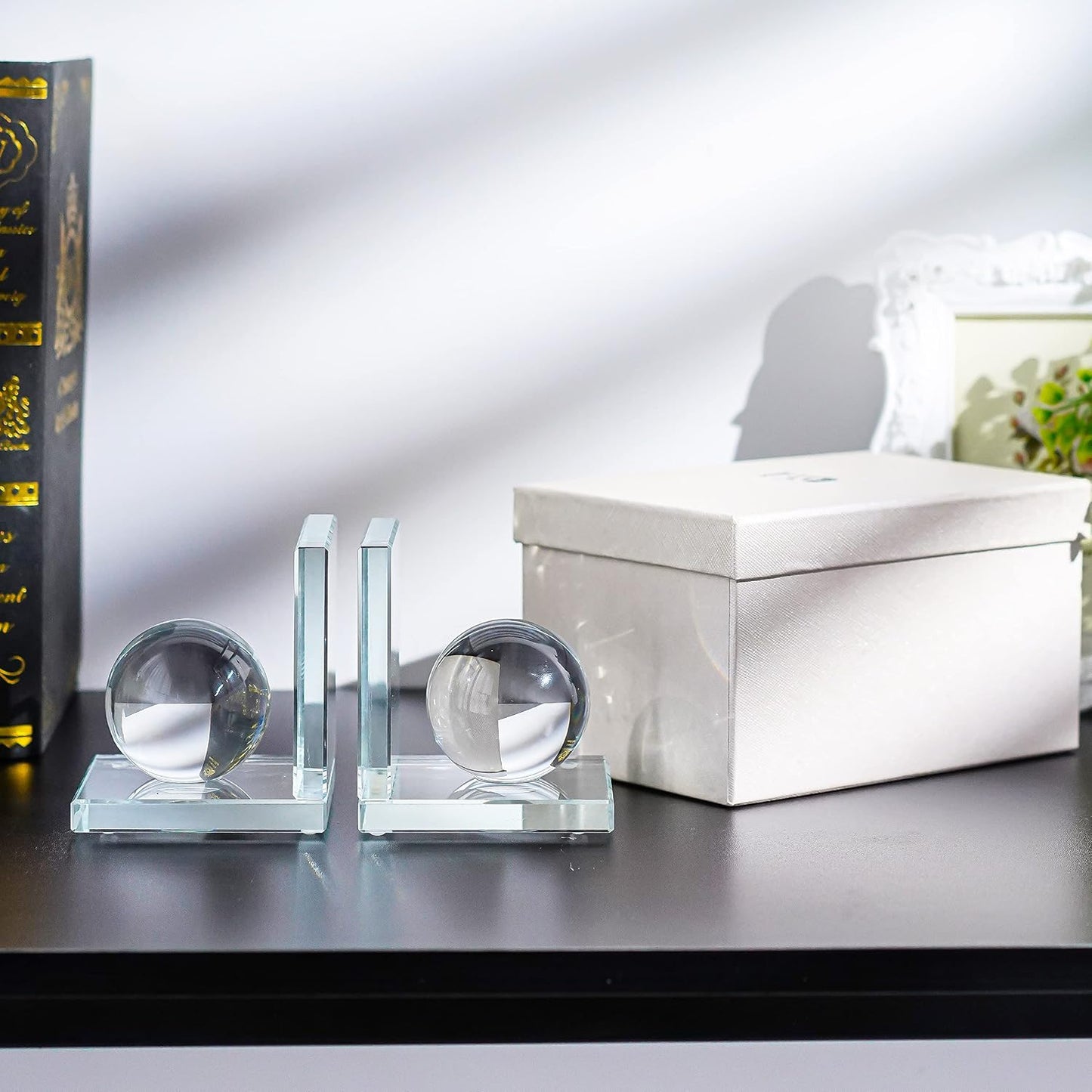 Book / 1 Pair Crystal Bookends / Ball