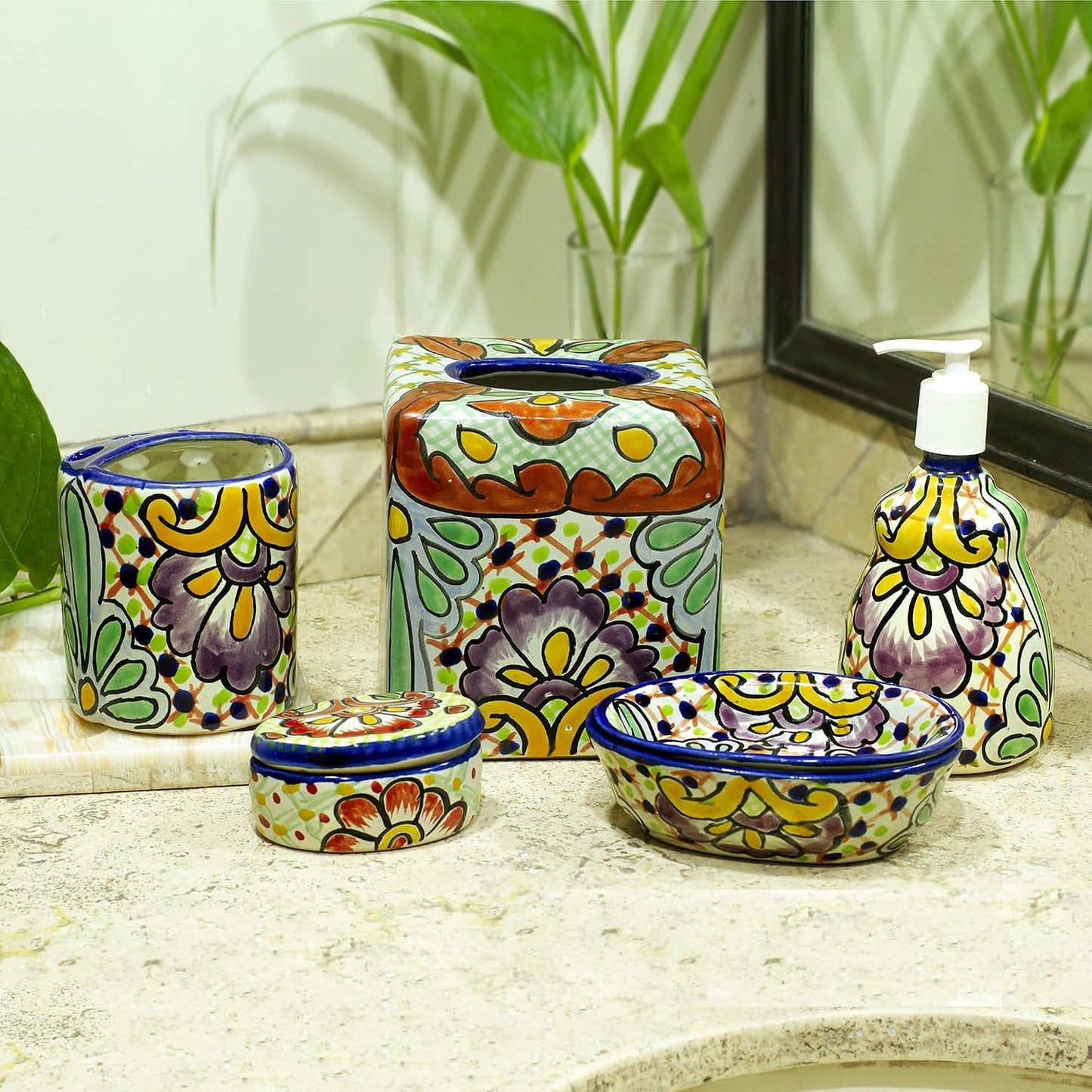 Artisan Handcrafted Talavera Style Ceramic Soap Dish