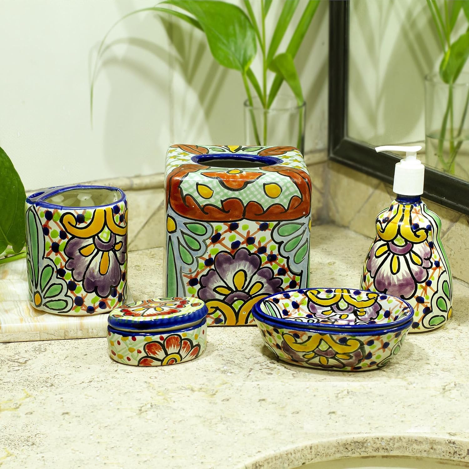 Artisan Handcrafted Talavera Style Ceramic Soap Dish