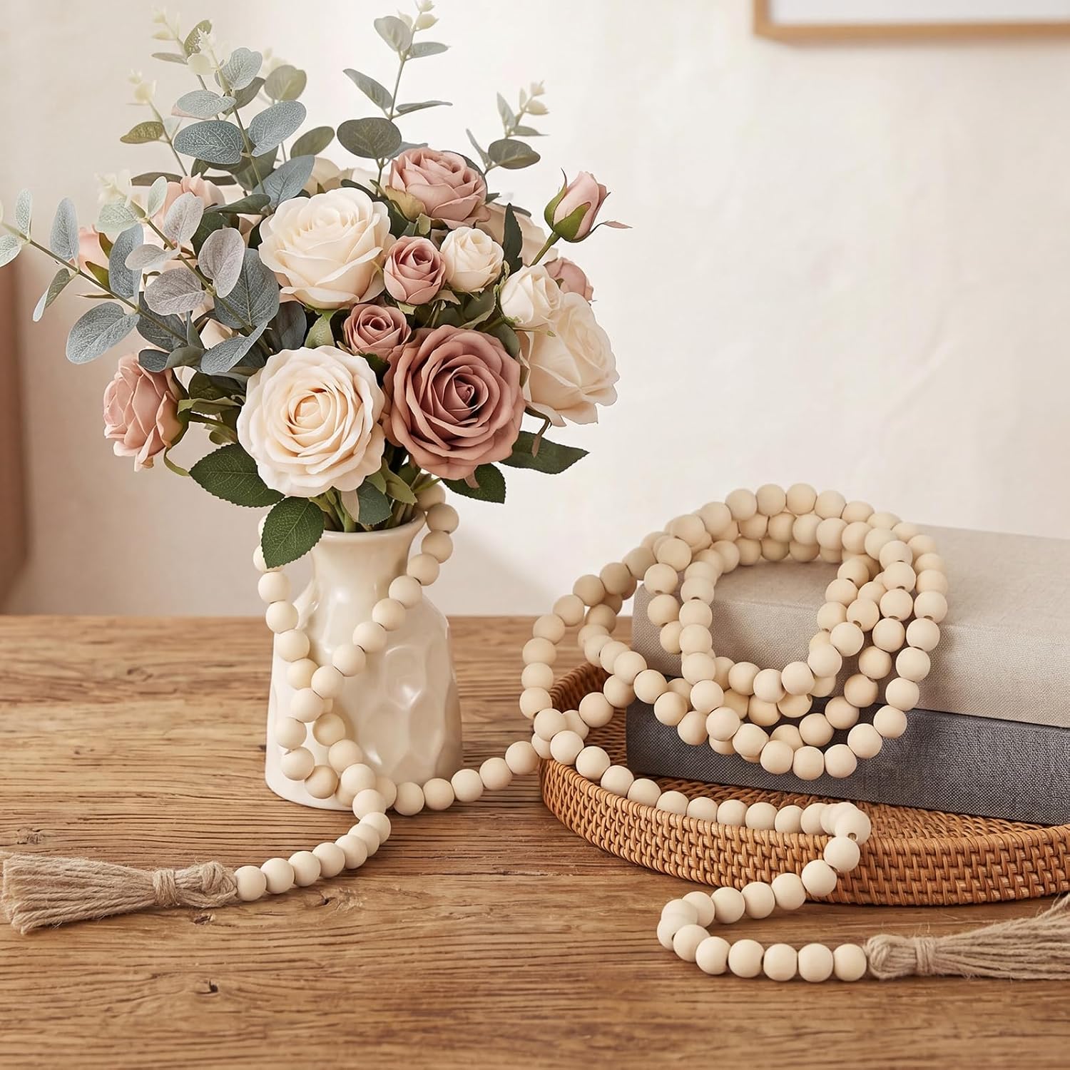 Wooden Bead Garland / Natural Wood Color