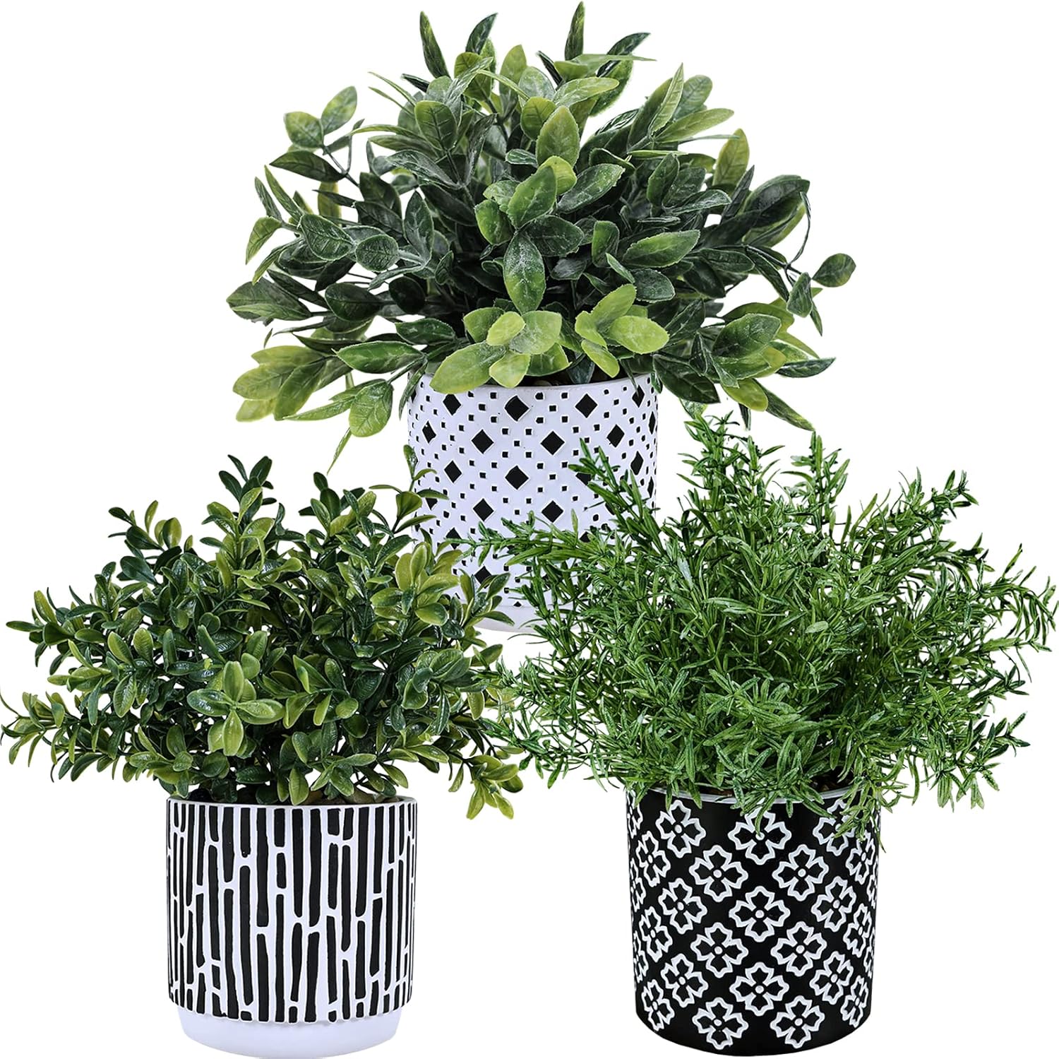 Artificial Potted Plants / Black / Set of 3