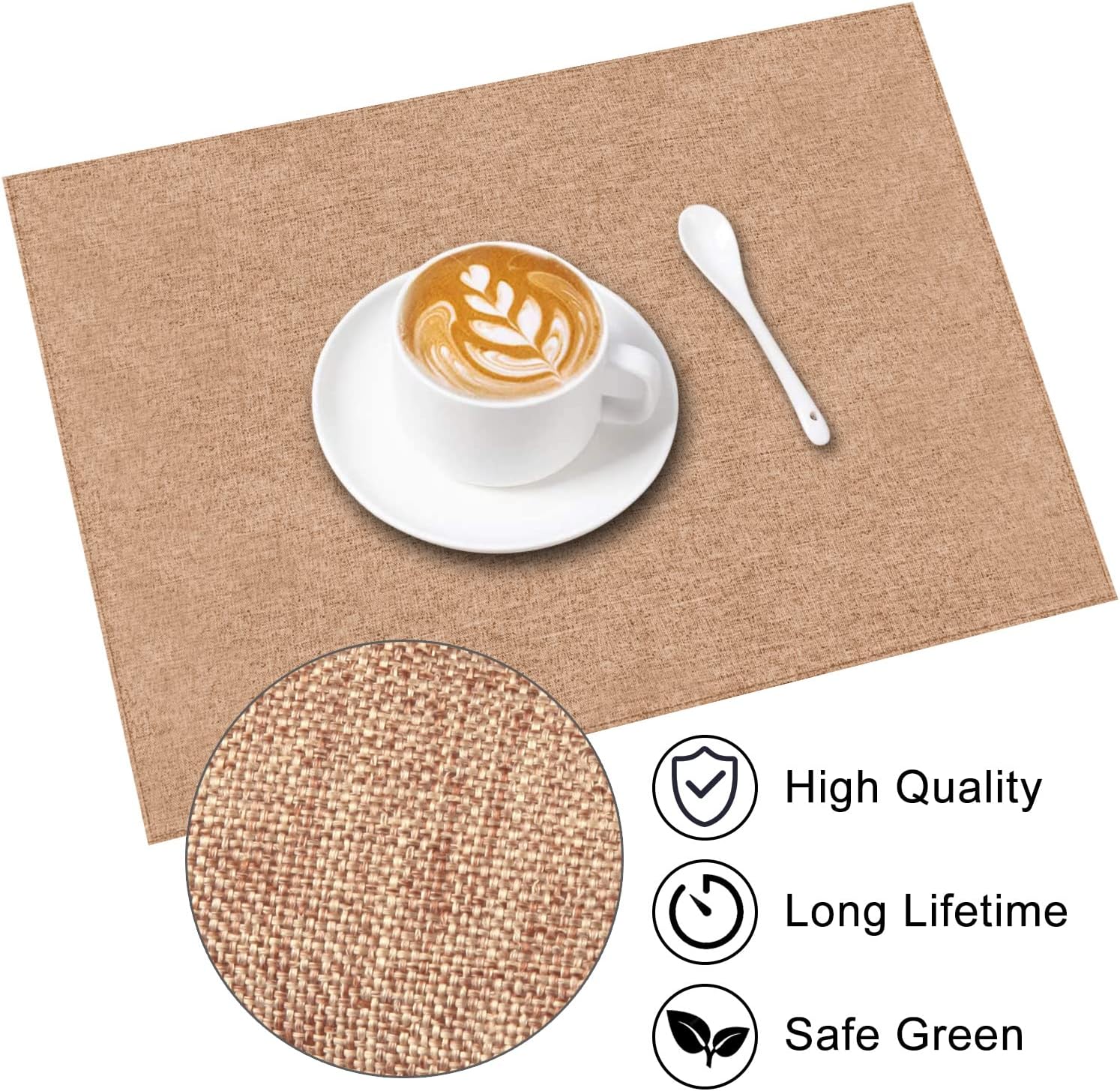 Cloth Placemats Set of 6, Cotton Linen Blend Machine Washable Durable Linen Table Mats, Heat Resistant Placemats