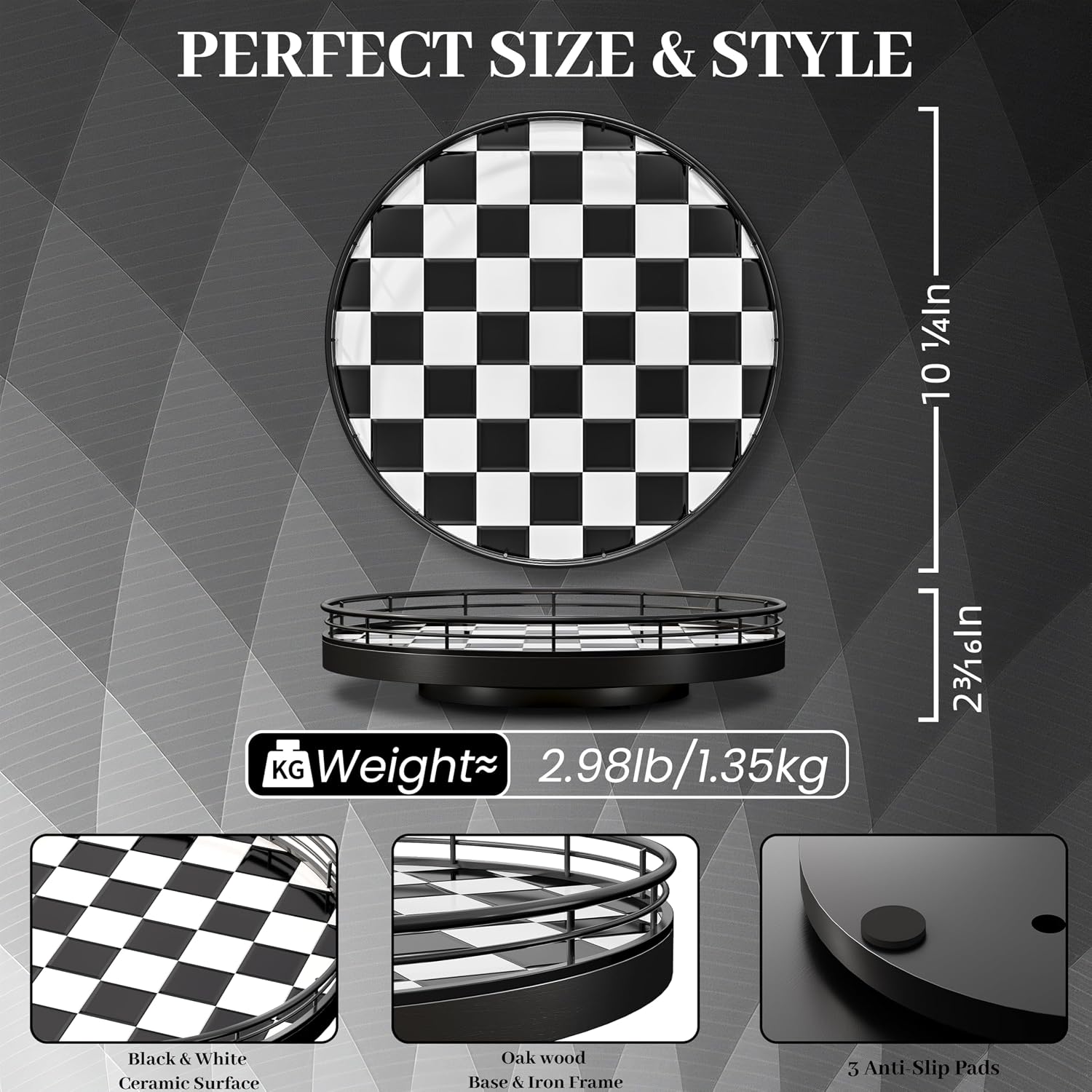 Iron Frame / Rotating Serving Tray / Black