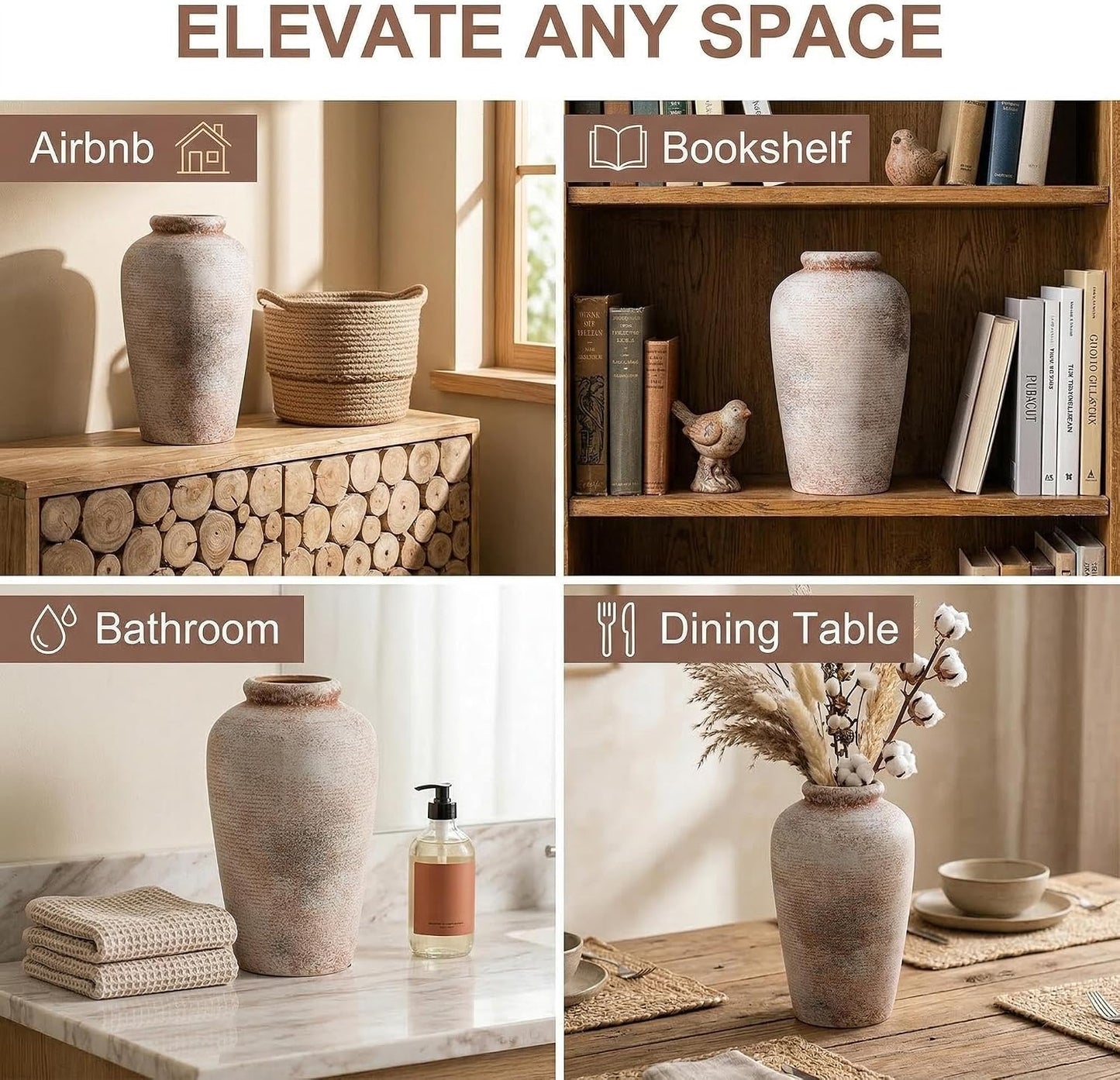Rustic Farmhouse Vase / 101-terracotta / 10.8 Inch
