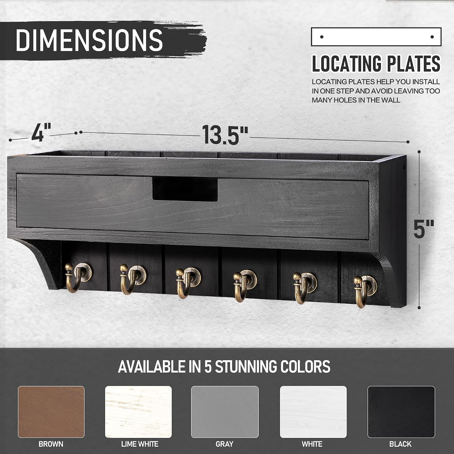 Modern Mail Organizer / Black / 1-drawer