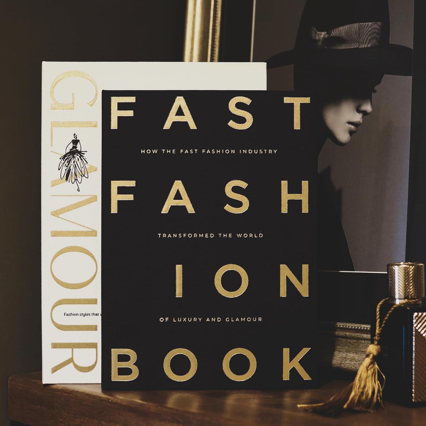& Ivory Linen Faux Books for Decoration / Glamour + Fast Fashion / Black