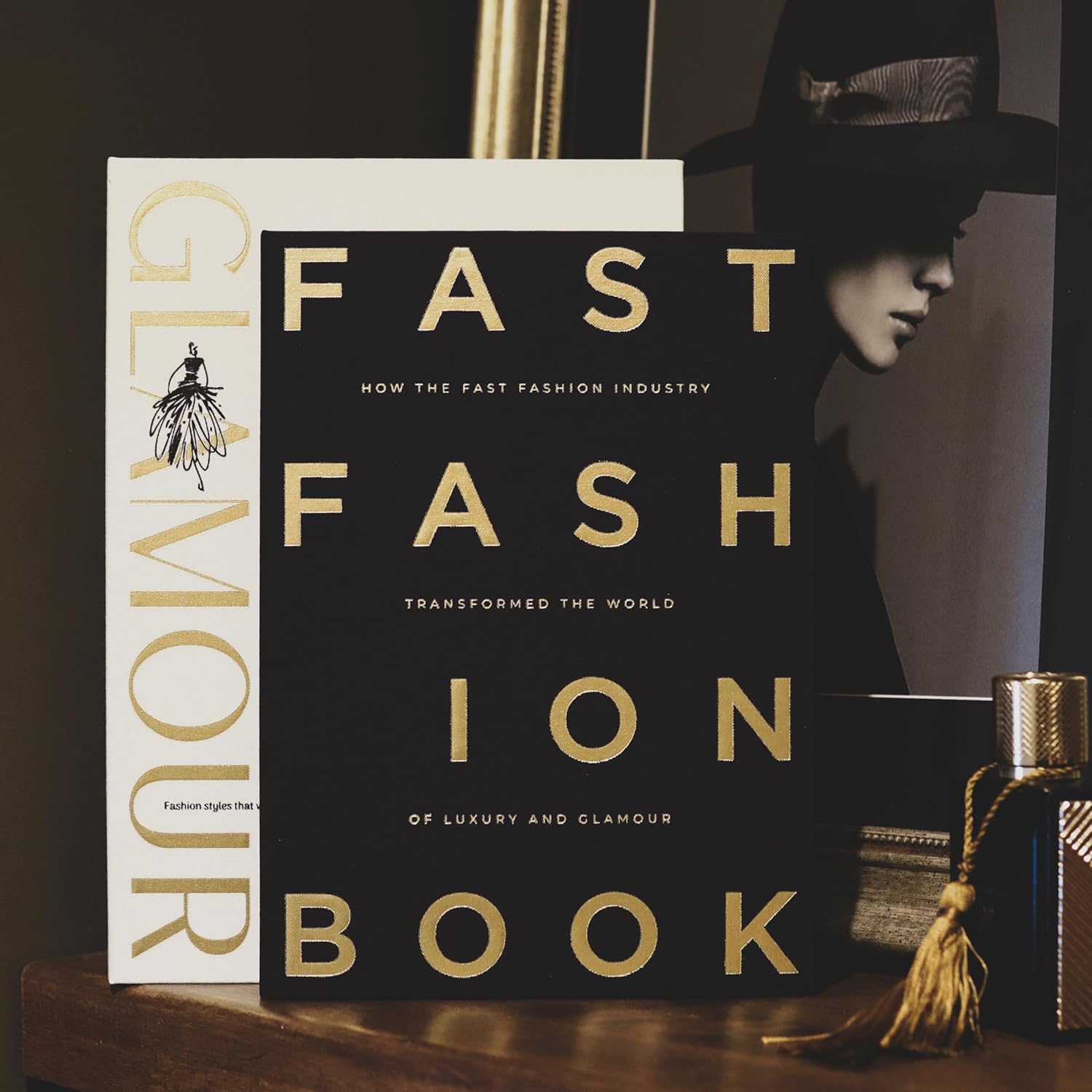 & Ivory Linen Faux Books for Decoration / Glamour + Fast Fashion / Black