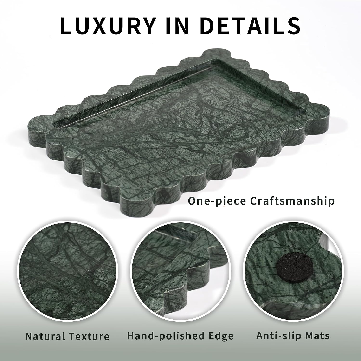 Scalloped Green Marble Tray / Scallop-green