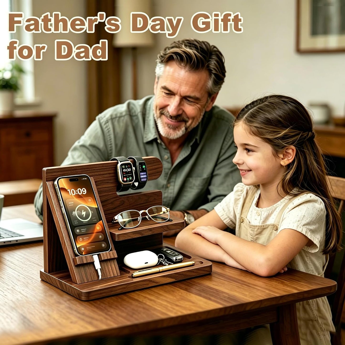 Gifts for Men Wood Phone Docking Station Birthday Gift for Men Valentines Day Gifts Father Gift for Him Boyfriend