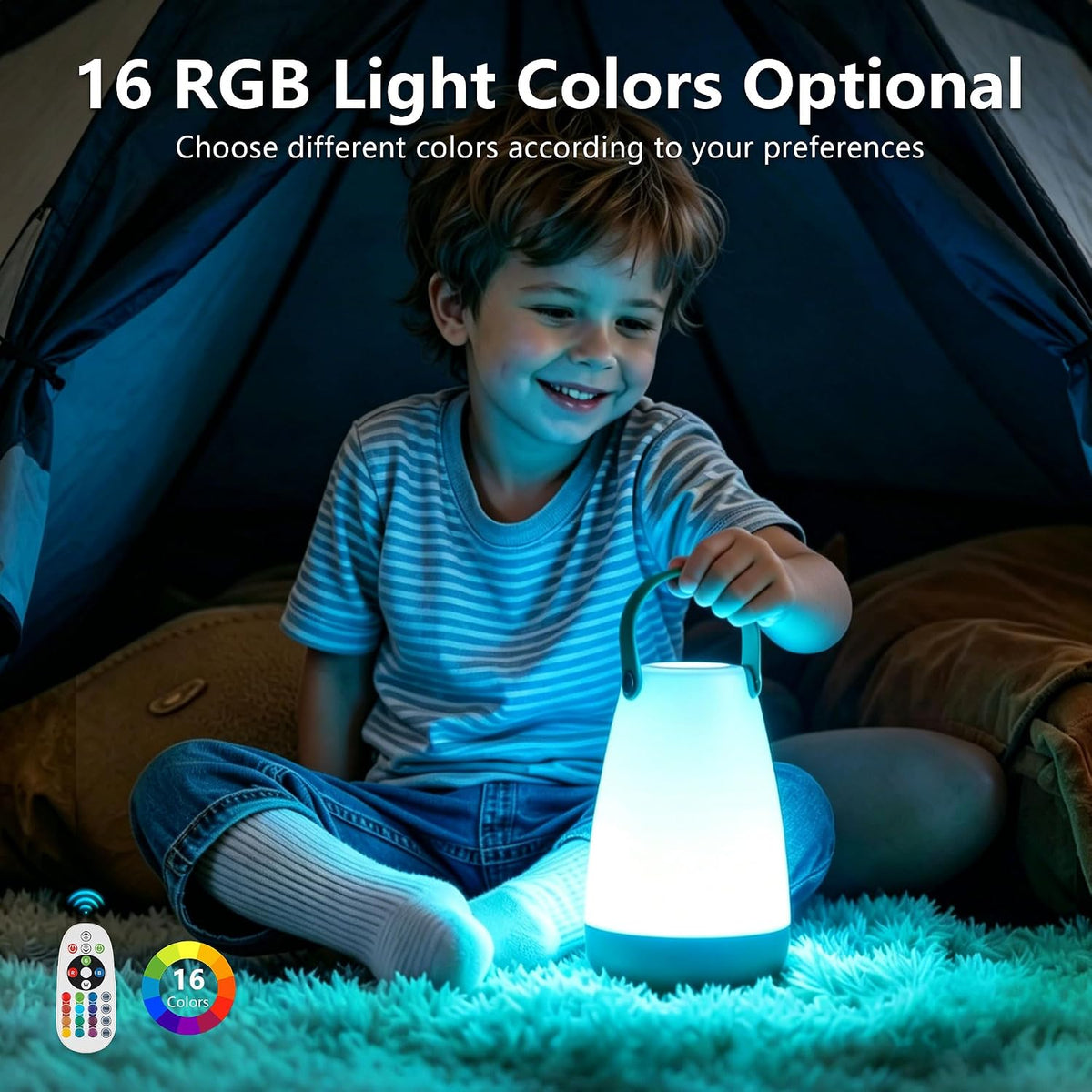 2-Pack Rechargeable Outdoor Table lamp with Handle,RGB and Remote | IP44 Waterproof,PC Material, Portable outdoor table