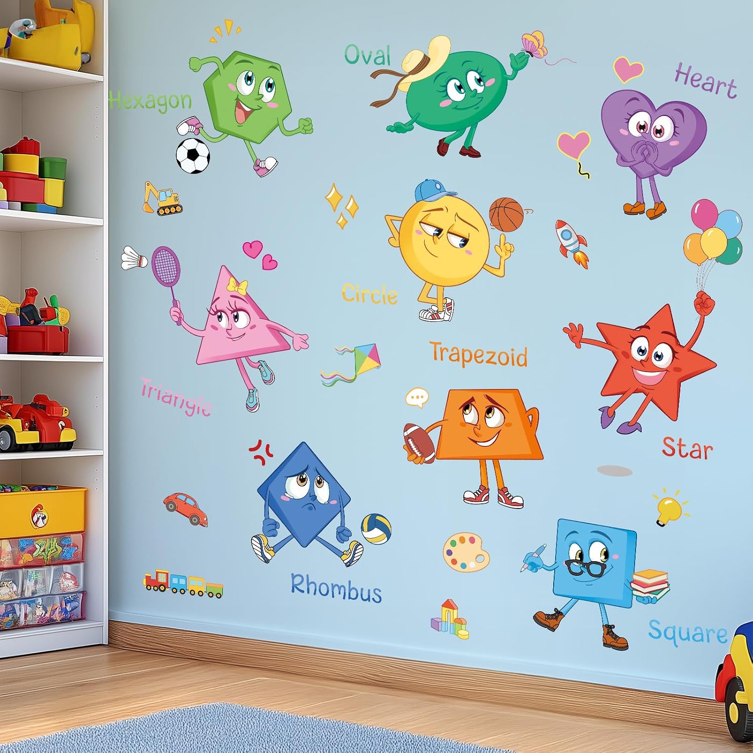 Colorful Shapes Wall Decal Peel and Stick / Diy Colorful Shapes