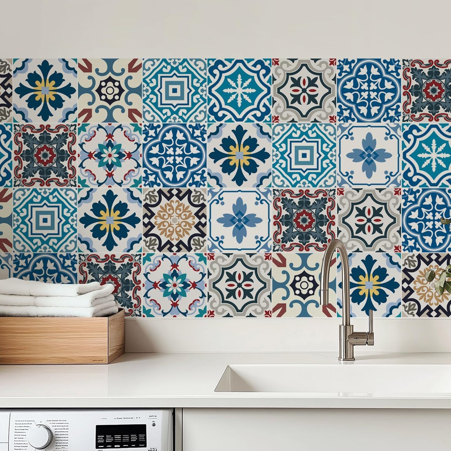 Eclectic Mediterranean Tile Stickers / 4 x 4 / Set of 30