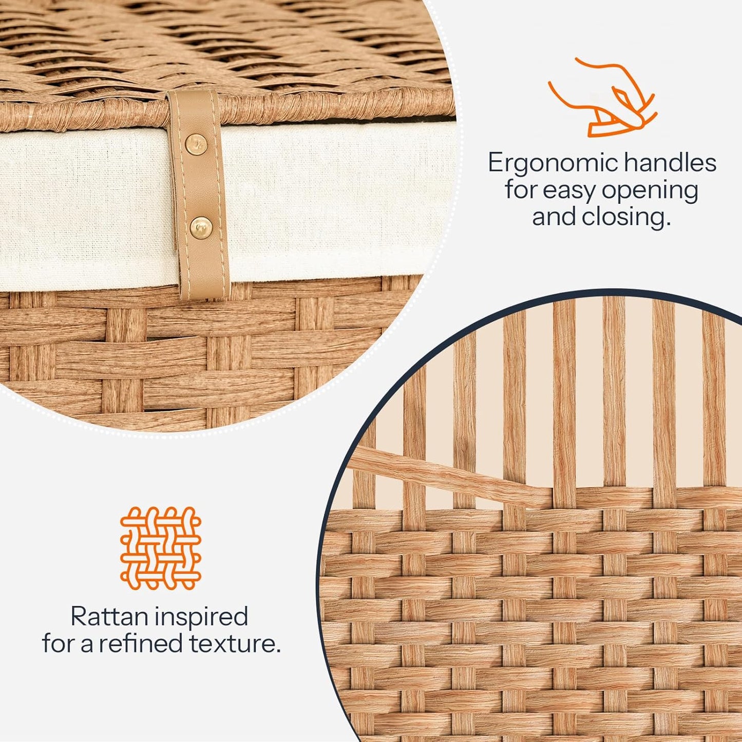 42.3 Gallon Wicker Basket / Natural / 29.9"L x 17.7"W x 18.1"H