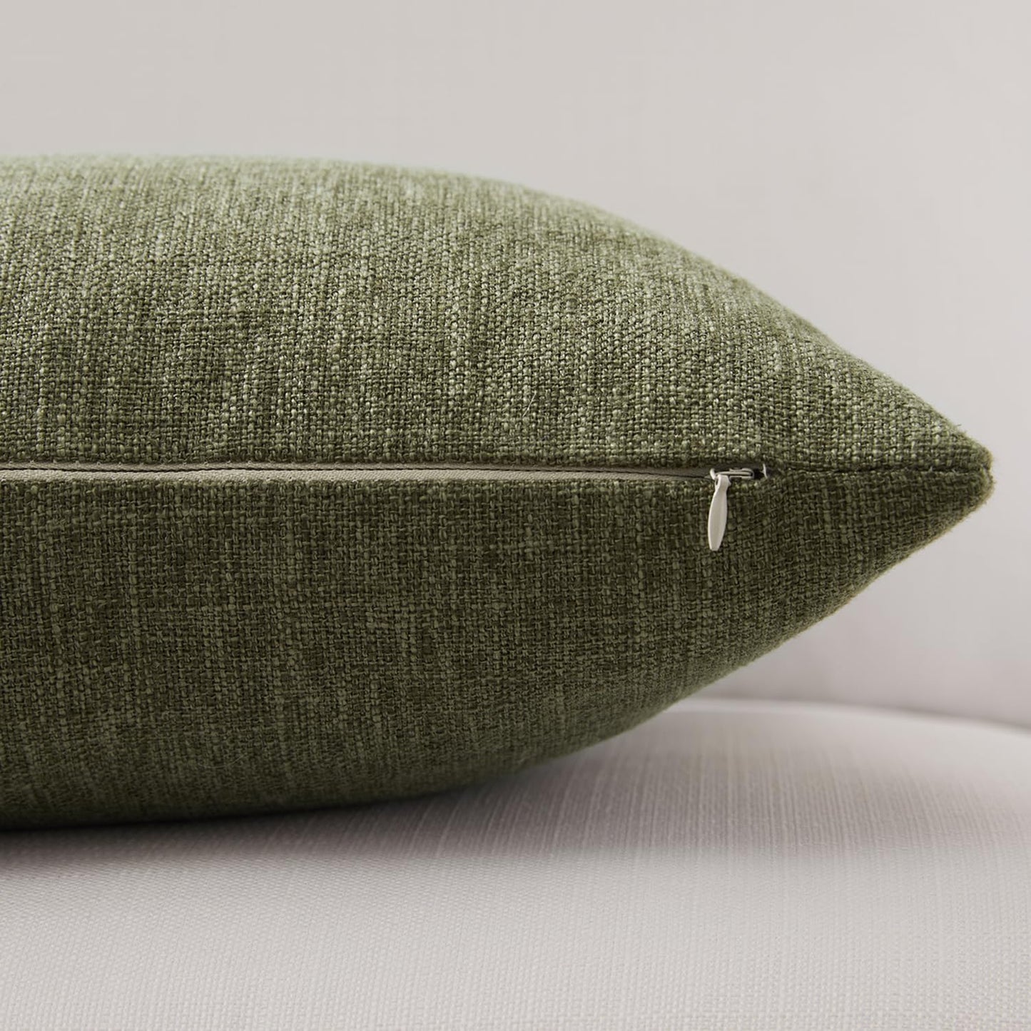 Modern Farmhouse Linen Blend Decorative Pillow Covers / Dark Moss Green / 18 x 18 / Set of 2