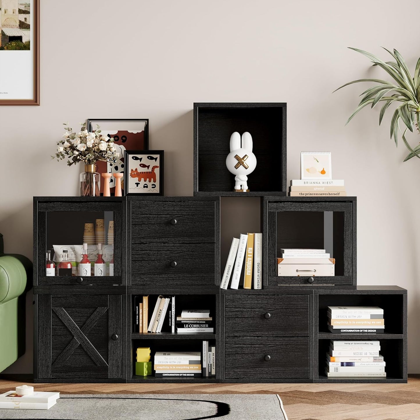 DIY Cube Storage Organizer Stackable Cubes / Black / 1 Layer Cube
